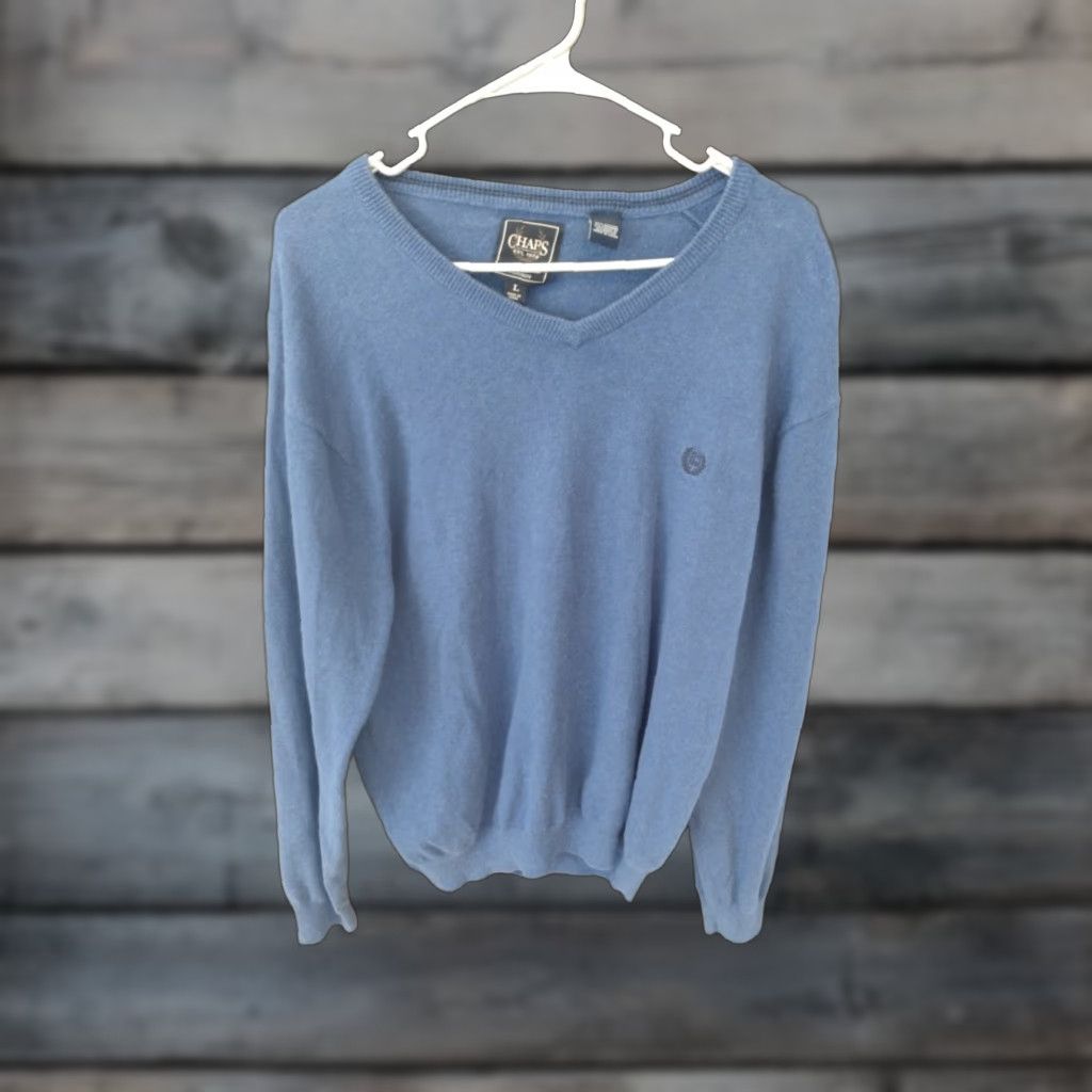 Chaps Chaps Cashmere Sweater Mens Large Long Sleeve Pullover Crew Neck Logo Blue 90s Preppy Size US L / EU 52-54 / 3 - 1 Thumbnail