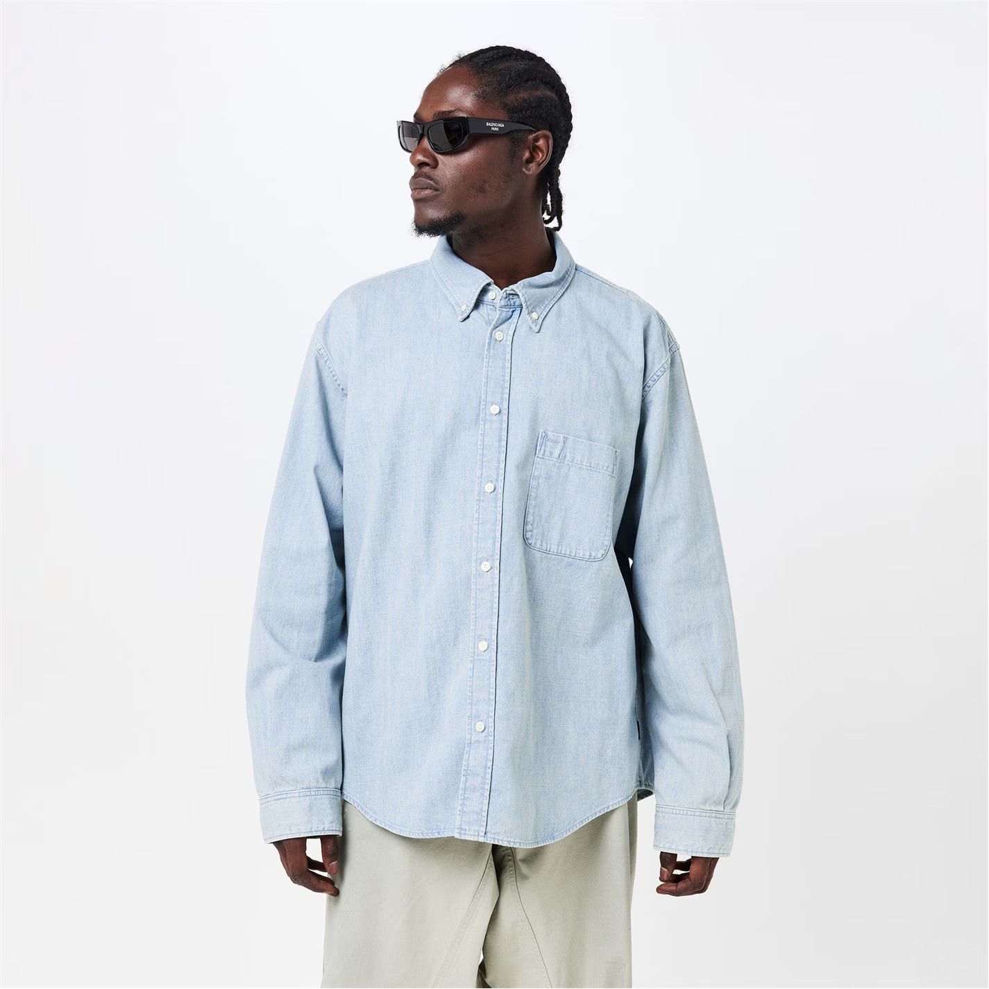 Balenciaga o1g2r1mq0226 Long Sleeve Shirt In Blue Size US M / EU 48-50 / 2 - 2 Thumbnail