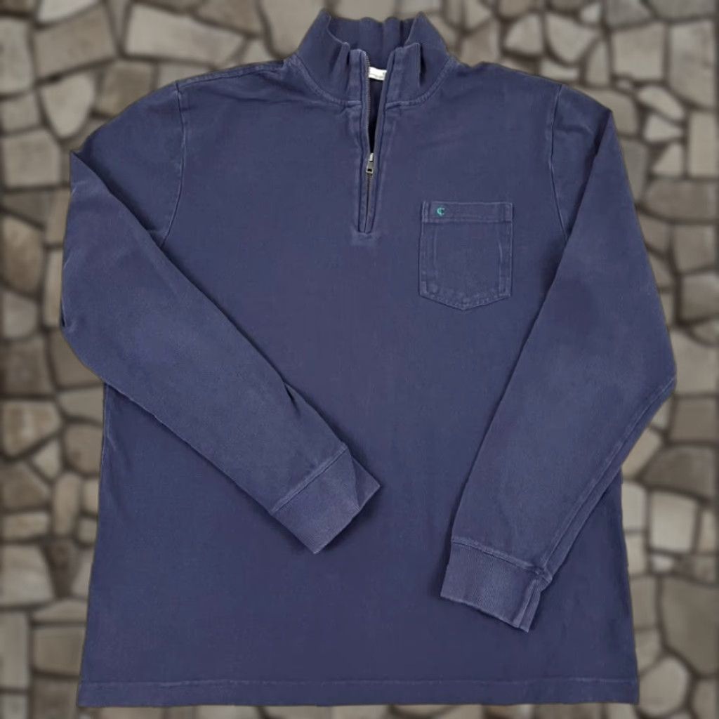 Vintage Criquet Sweater Mens XL Blue Organic Cotton Quarter Zip Pullover Long Sleeve Classic Outdoor Size US XL / EU 56 / 4 - 1 Thumbnail