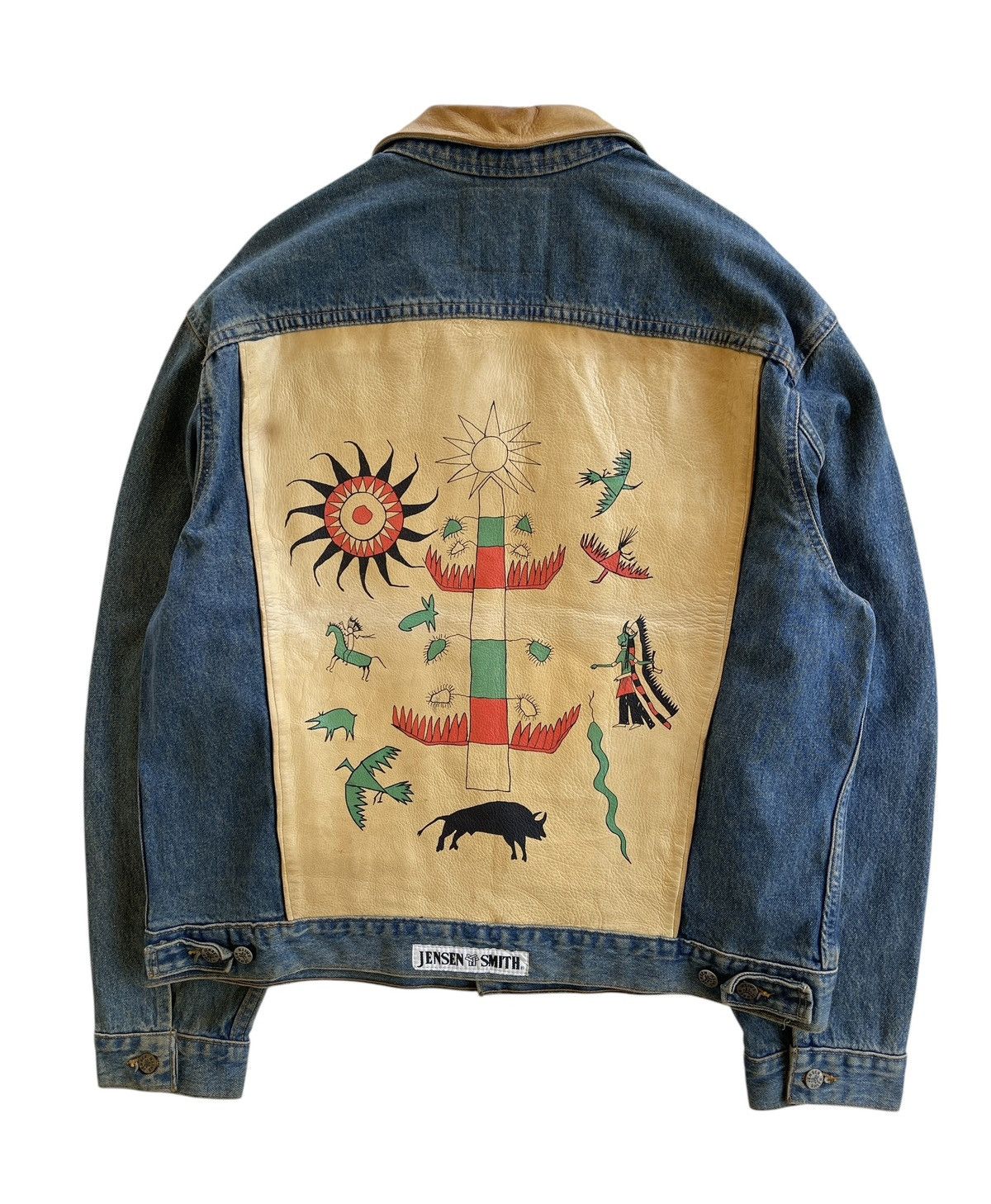 Vintage 1980s Cowboy Code Dirty Denim Jacket Size US L / EU 52-54 / 3 - 1 Thumbnail