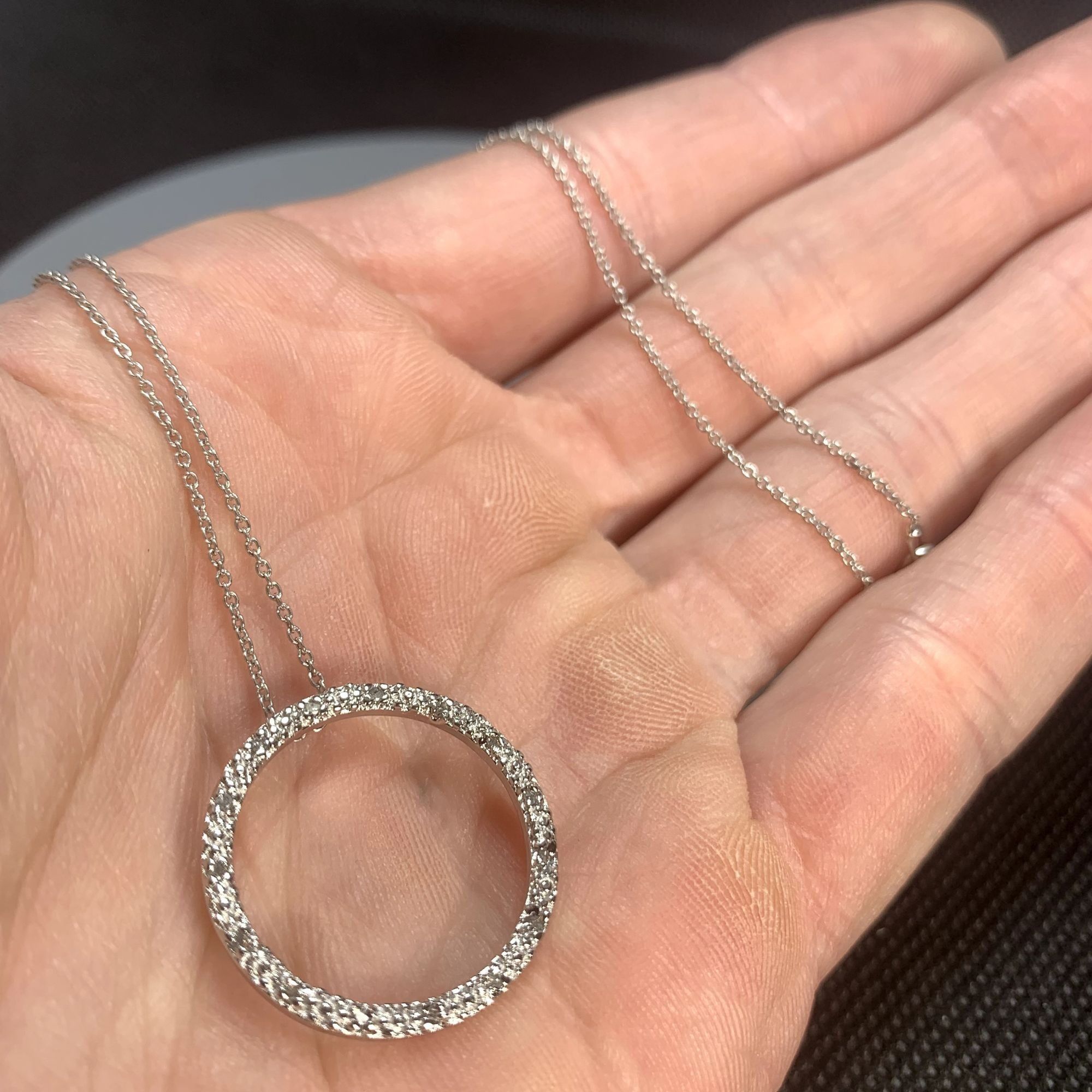 Other VTG Solid Sterling Silver 925 Cubic Zirconia Circle Pendant Size ONE SIZE - 3 Thumbnail