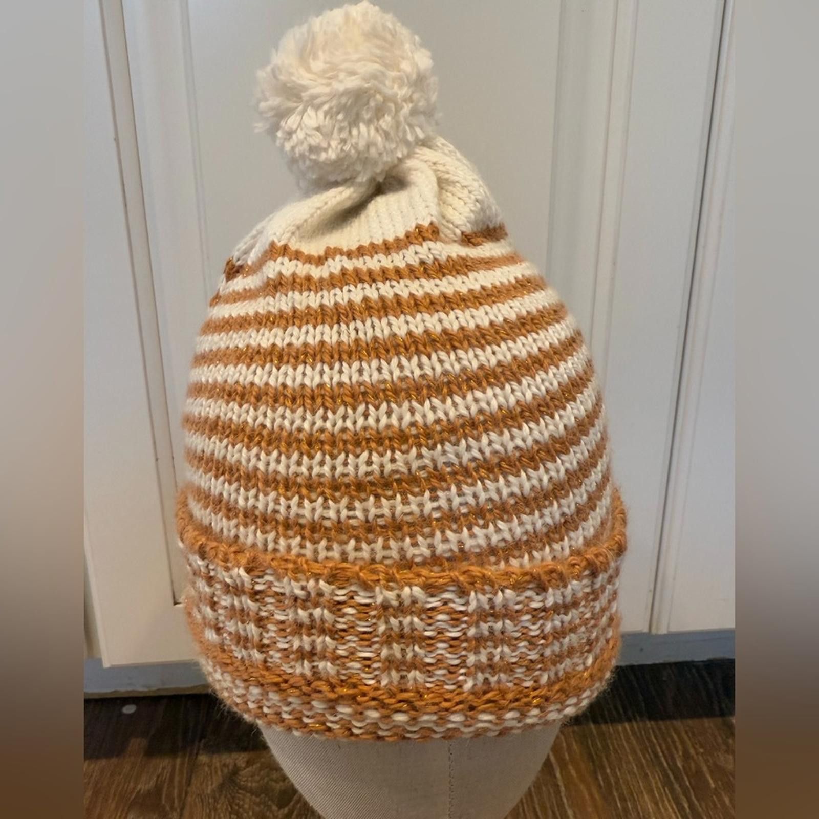 Other Alpaca blend winter pom pom beanie metallic stripes Size ONE SIZE - 3 Thumbnail