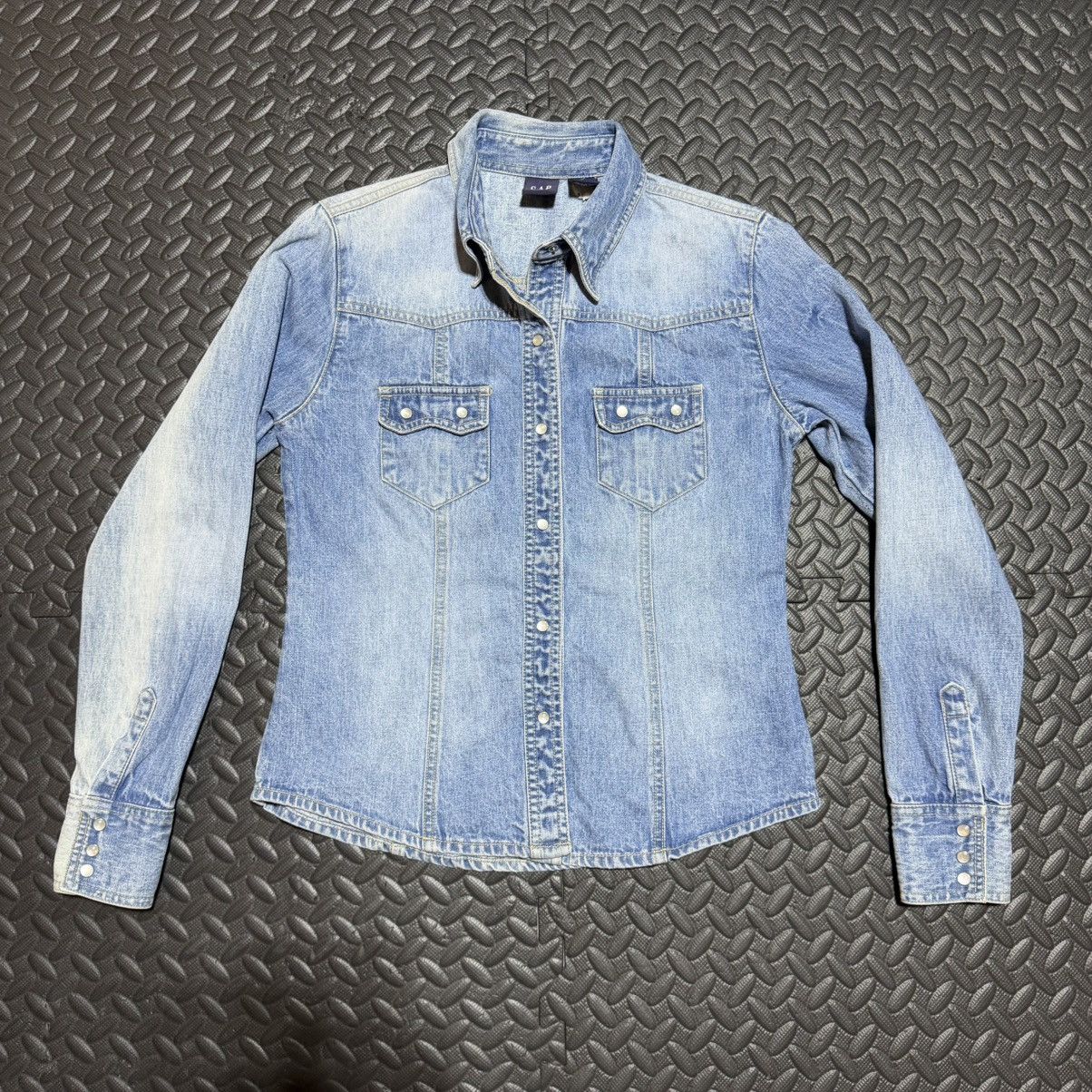 Gap GAP Pearl Snap Denim Button Down Shirt Western Ombre XS Size XS / US 0-2 / IT 36-38 - 3 Thumbnail