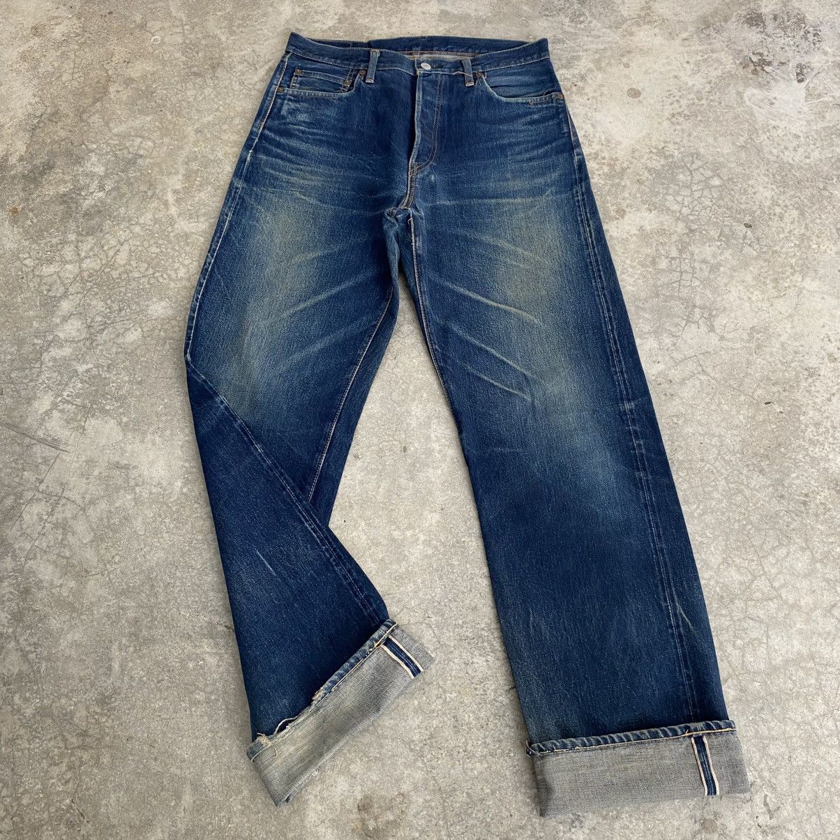 Sugar Cane Vintage 90’s Sugar Cane Faded Blue Wide Leg Selvedge Jeans Size US 33 - 1 Thumbnail