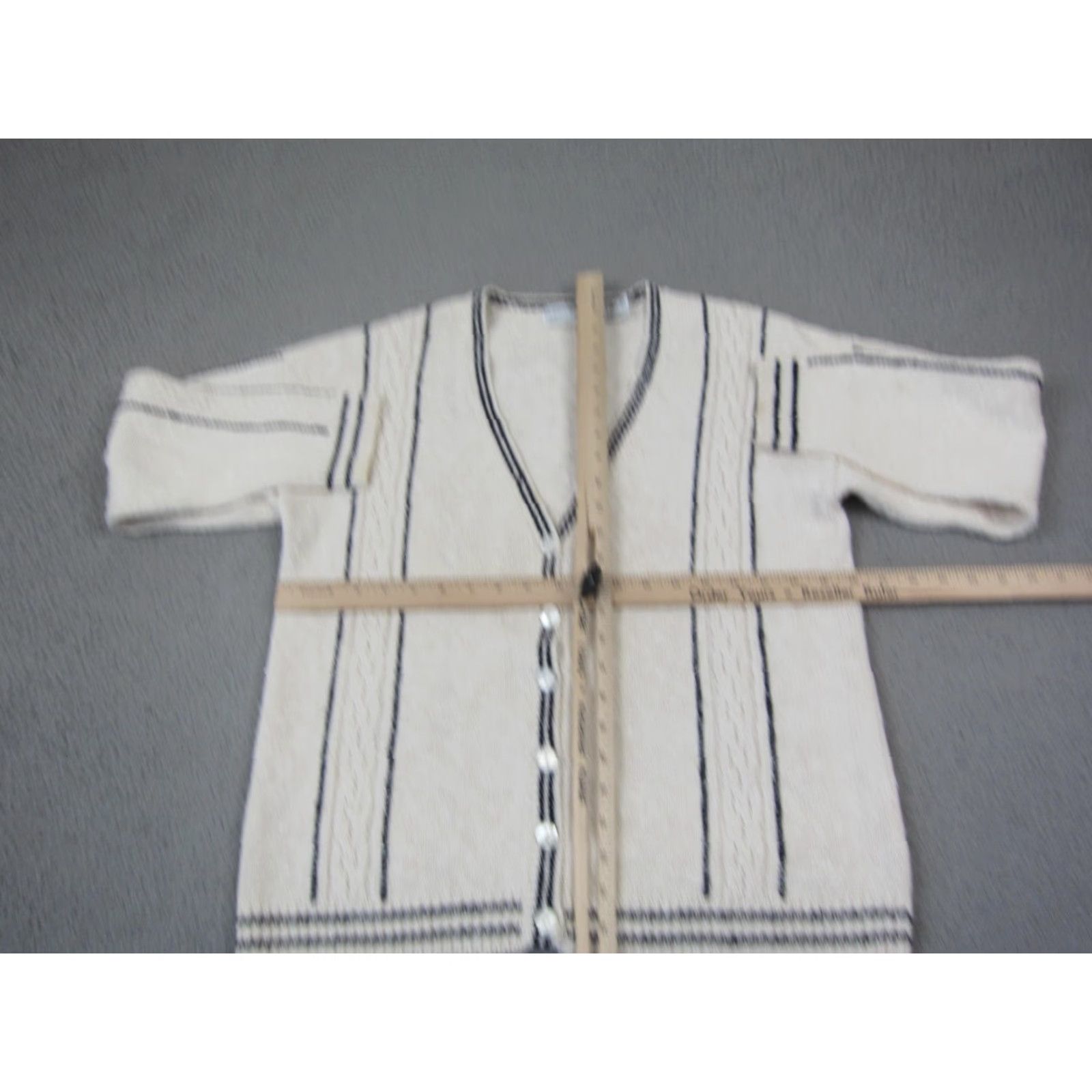 Vintage VINTAGE Robert Scott Cardigan Womens M Ivory Cotton Linen Cable Knit V-Neck Sweater Size M / US 6-8 / IT 42-44 - 7 Thumbnail