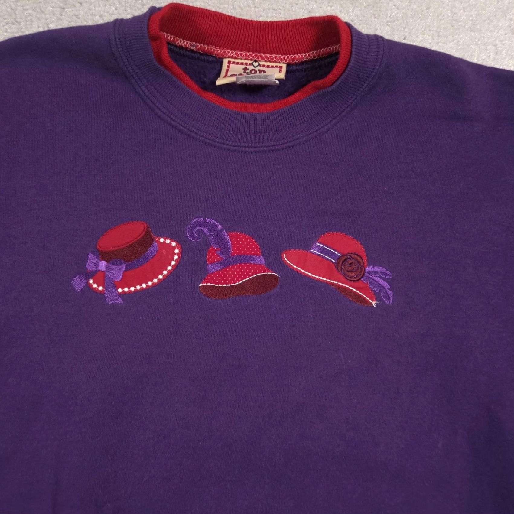 Vintage VINTAGE Top Stitch Shirt Womens M Purple Red Hat Society Embroidered Fleece Size M / US 6-8 / IT 42-44 - 4 Thumbnail