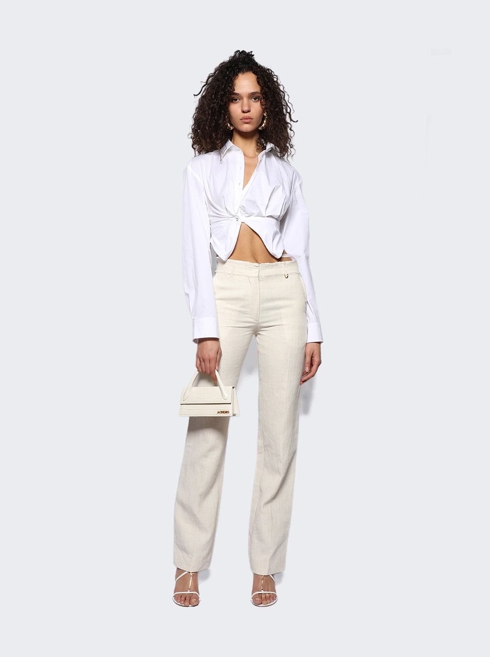 Jacquemus o1mle0824 La Chemise Bahia Courte in White Size XS / US 0-2 / IT 36-38 - 2 Thumbnail
