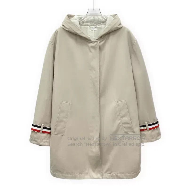 Thom Browne Thom Browne Khaki Striped Sleeve Patch Hooded Long Sleeve Size XS / US 0-2 / IT 36-38 - 1 Thumbnail