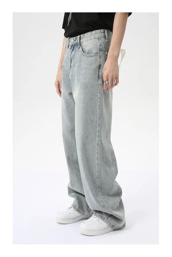Japanese Brand American style trendy washed light blue straight loose jeans Size US 32 / EU 48 - 3 Thumbnail