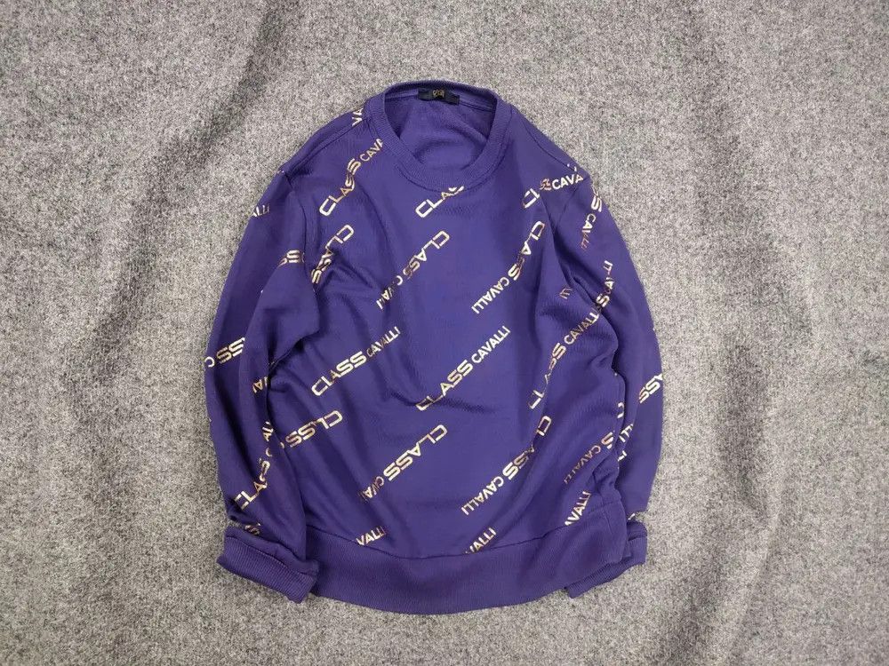 Roberto Cavalli Roberto Cavalli class Design Purple Monogram Logo Sweatshirt Size US S / EU 44-46 / 1 - 2 Thumbnail