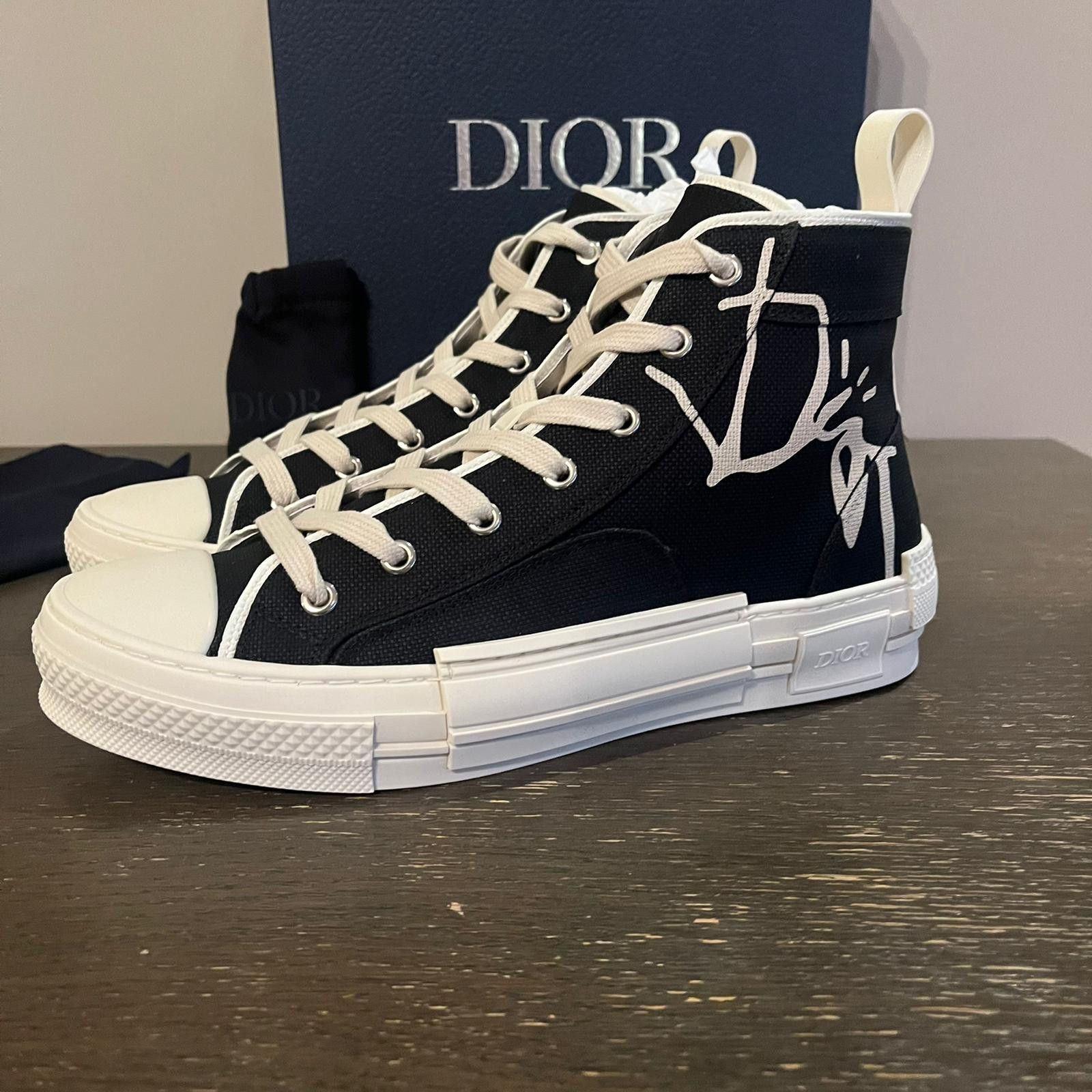 Dior × Travis Scott Cactus Jack B23 High Top Logo Sneakers in Black Size US 13 / EU 46 - 4 Thumbnail