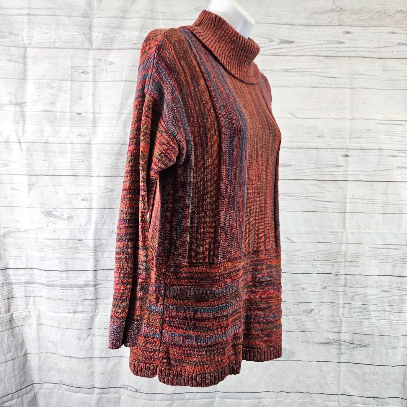 Soft Surroundings Soft Surroundings Womens Turtleneck Sweater Sz Small Red Blue Cotton Size S / US 4 / IT 40 - 3 Thumbnail