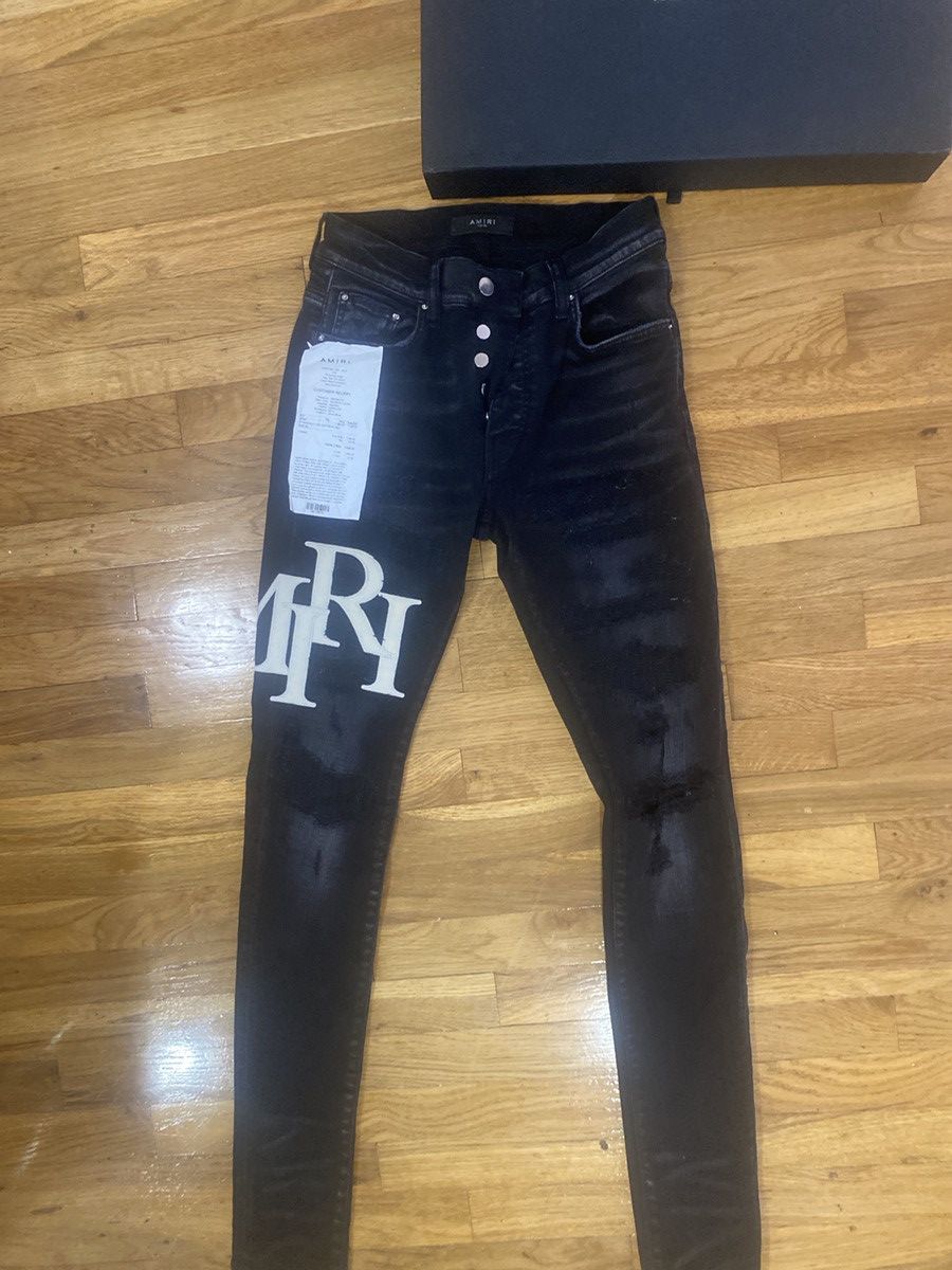 Amiri × Vintage Amiri staggered logo aged skinny jeans Size US 29 - 2 Thumbnail