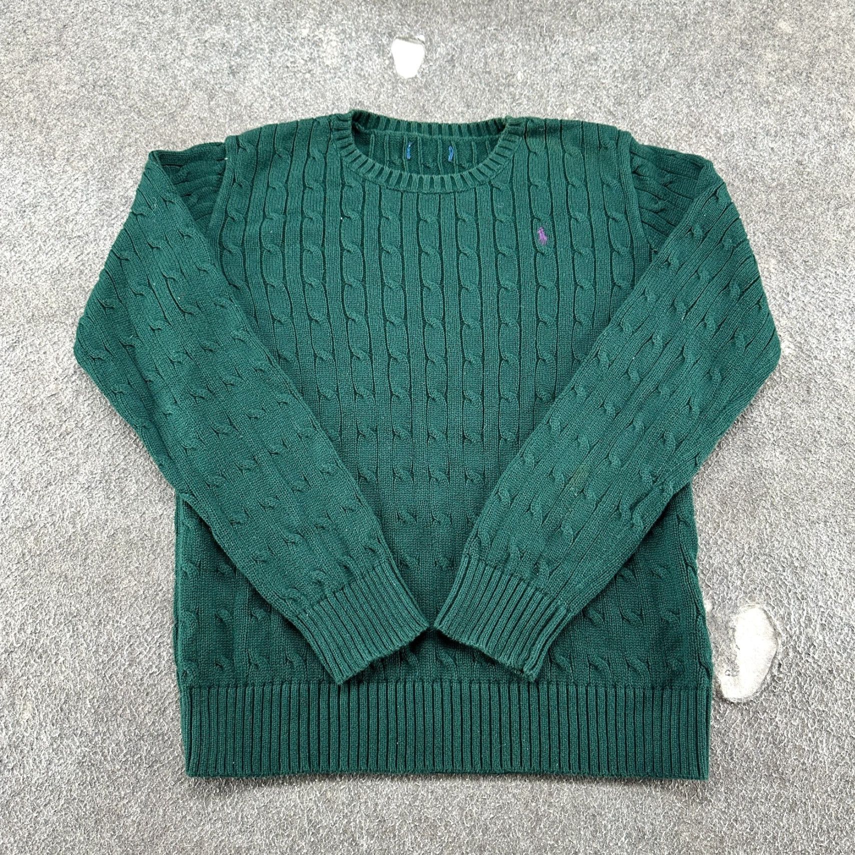 Polo Ralph Lauren VINTAGE Ralph Lauren Sport Sweater Women XL Green Crew Neck Cable Knit Pony 90s Size XL / US 12-14 / IT 48-50 - 2 Thumbnail