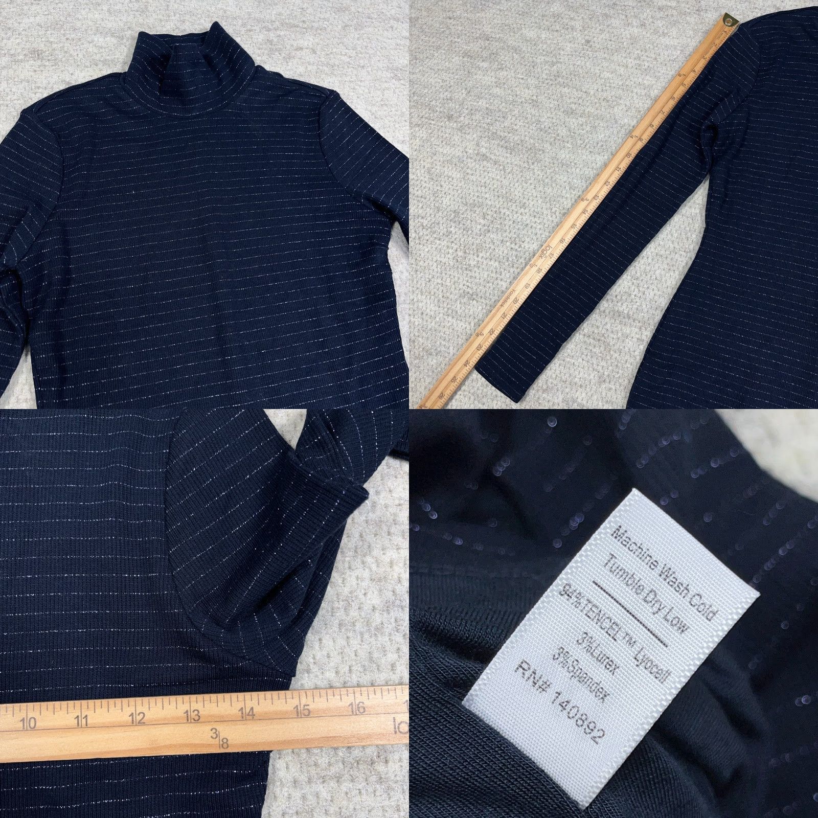 Marine Layer Marine Layer Lexi Rib Turtleneck Midi Dress in Navy Lurex Stripe Women Small Size S / US 4 / IT 40 - 8 Thumbnail