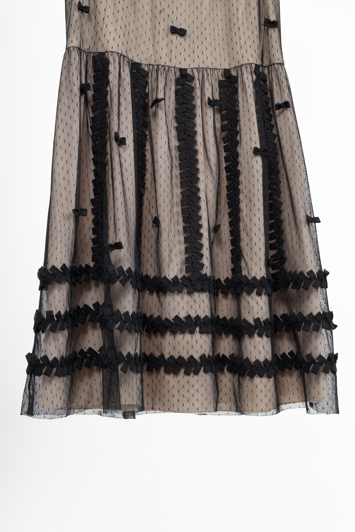 RED Valentino Red Valentino Black Swiss-Dot Tulle Bow-Embellished Dress Size M / US 6-8 / IT 42-44 - 7 Thumbnail