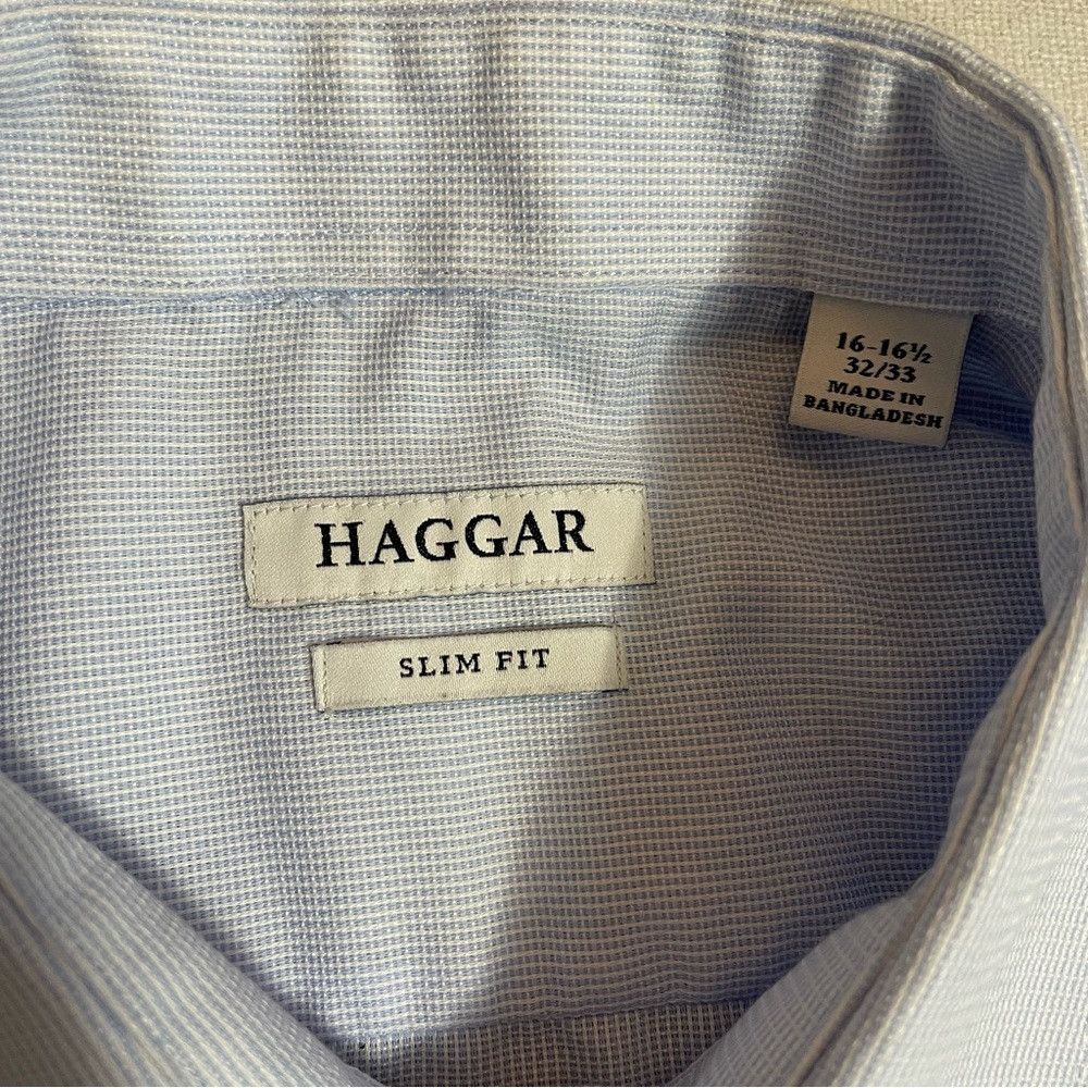Haggar Haggar Slim Fit Blue Dress Shirt Size M (16-16.5) Size US M / EU 48-50 / 2 - 4 Thumbnail