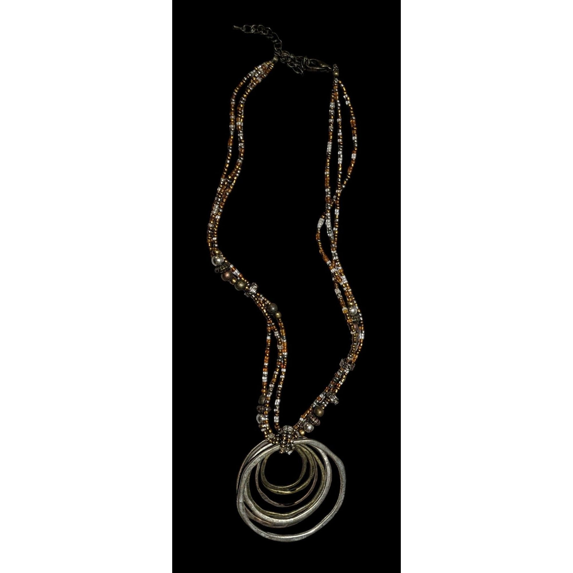 Other Brutalist Rustic Metallic Beaded Hammered Pendant Necklace Size ONE SIZE - 1 Thumbnail