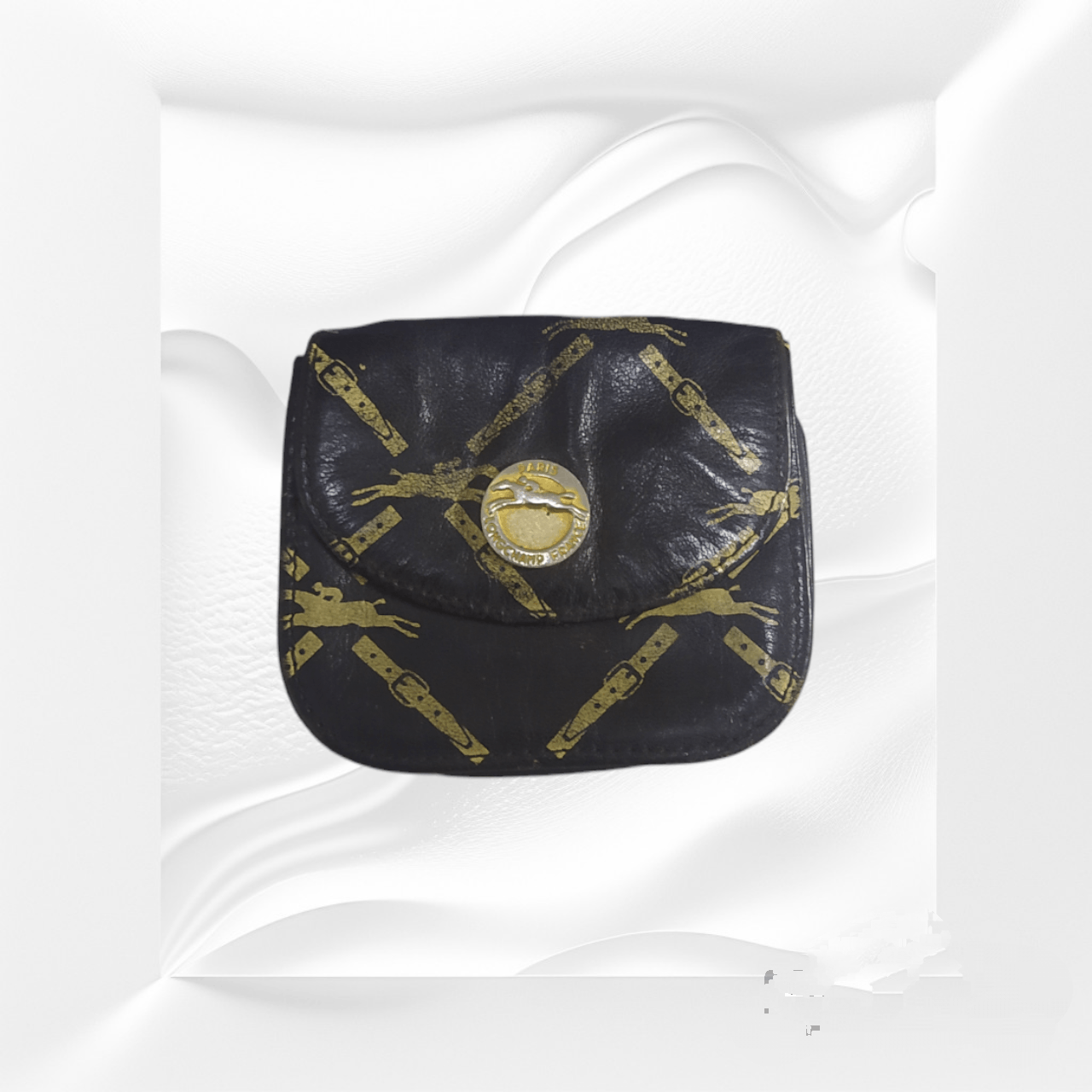 Longchamp card coin wallet leather vintage