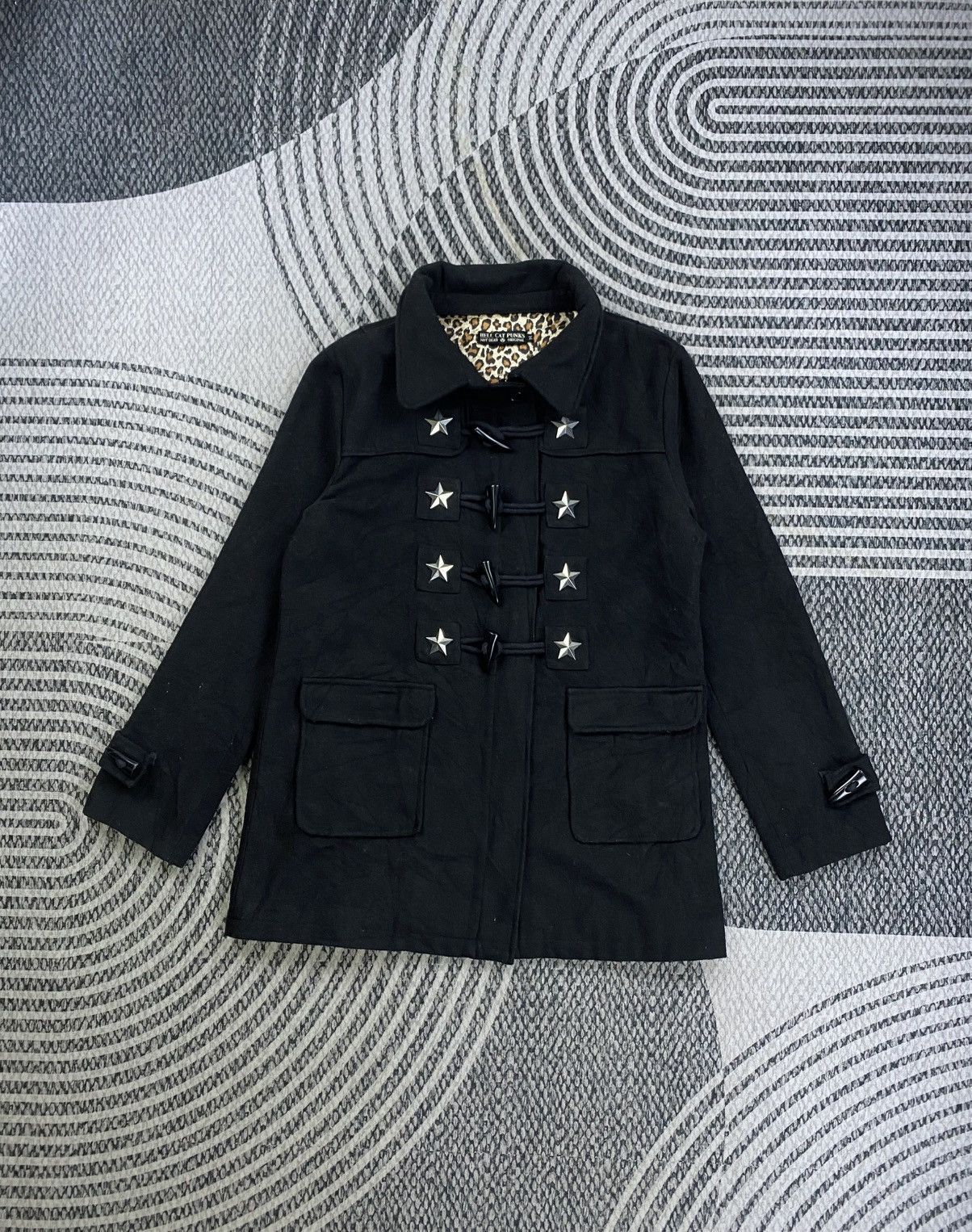 Japanese Brand Hell Cat Punk Not Dead Black Long Duffle Coat Jacket Size US M / EU 48-50 / 2 - 1 Thumbnail