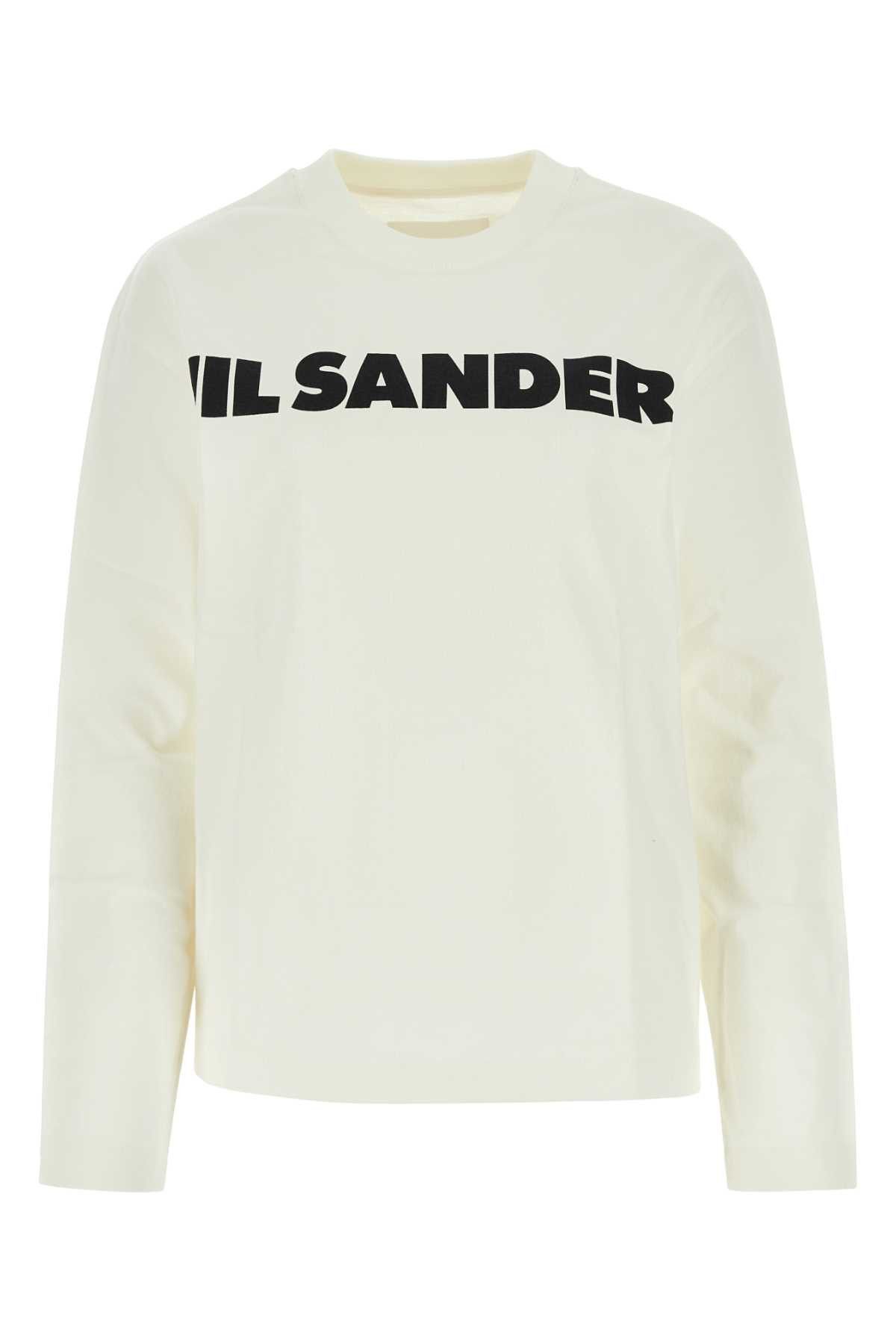 image of Jil Sander Ivory Cotton T-Shirt in White, Women's (Size XS)