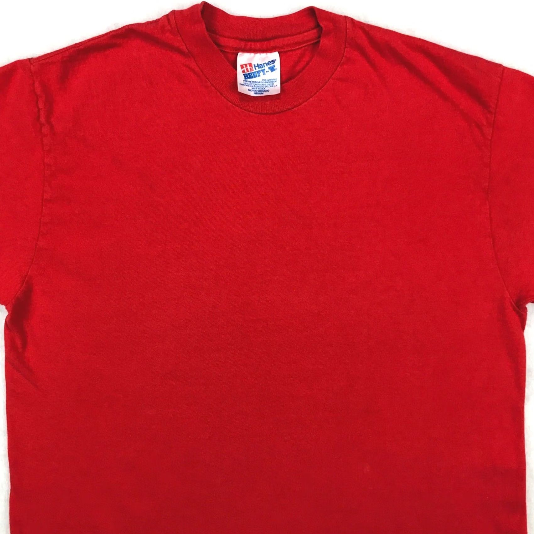 Hanes VINTAGE Hanes Beefy-T T-Shirt MEDIUM Red Men 80s Crew Neck Short Sleeve Cotton Solid 1980s Mens Size US M / EU 48-50 / 2 - 5 Thumbnail