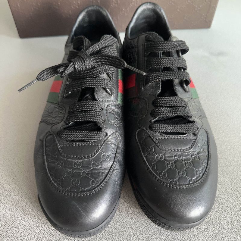 Gucci Gucci Leather Casual Sneakers in Black Size US 8 / EU 41 - 2 Thumbnail