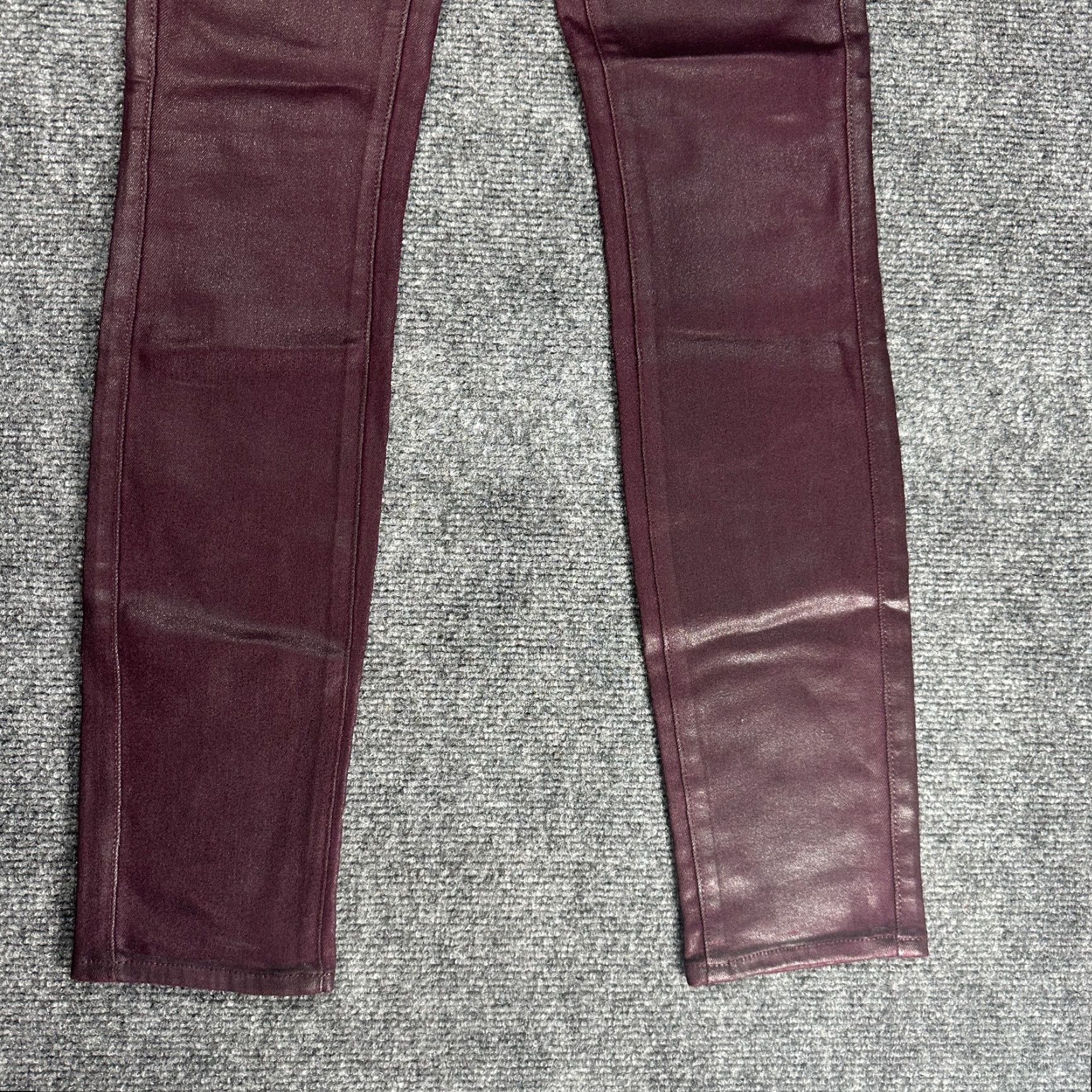 Paige Paige Verdugo Ultra Skinny Jeans Womens 25 Purple Waxed Stretch Pockets Logo Denim 5-Pocket Size 42" / US 20 - 2 Thumbnail
