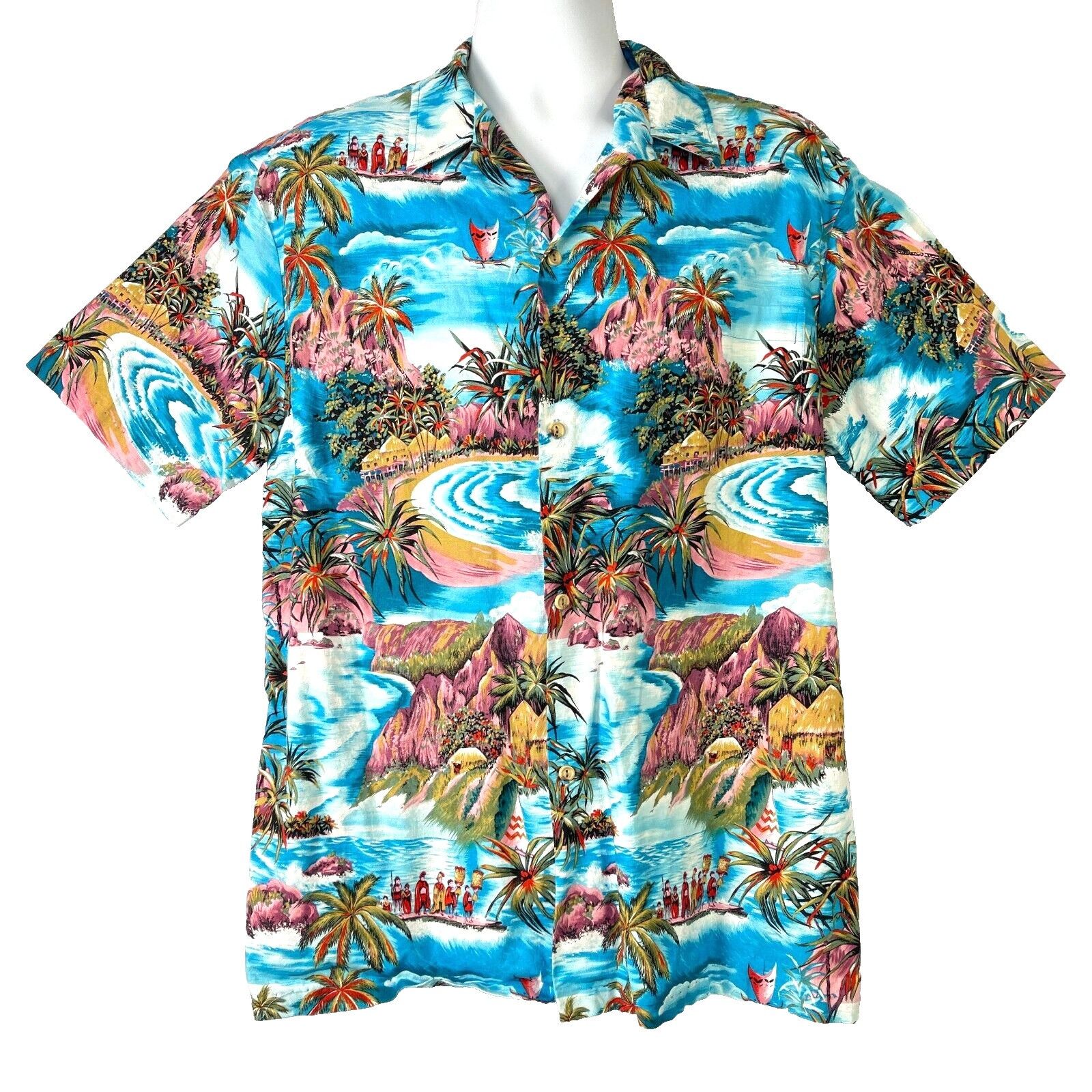 Other RJC Palms Pink Cliffs Mens Hawaiian Shirt size Large 47x30 Size US L / EU 52-54 / 3 - 3 Thumbnail