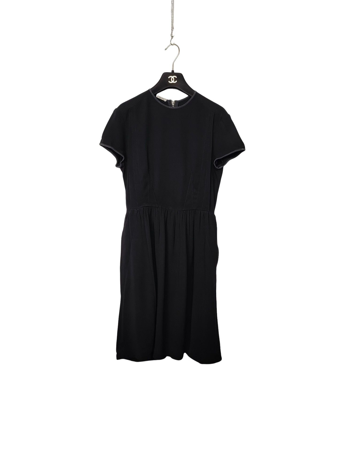 Miu Miu Miu Miu Black Silk Midi Dress Size 40 Size S / US 4 / IT 40 - 1 Thumbnail