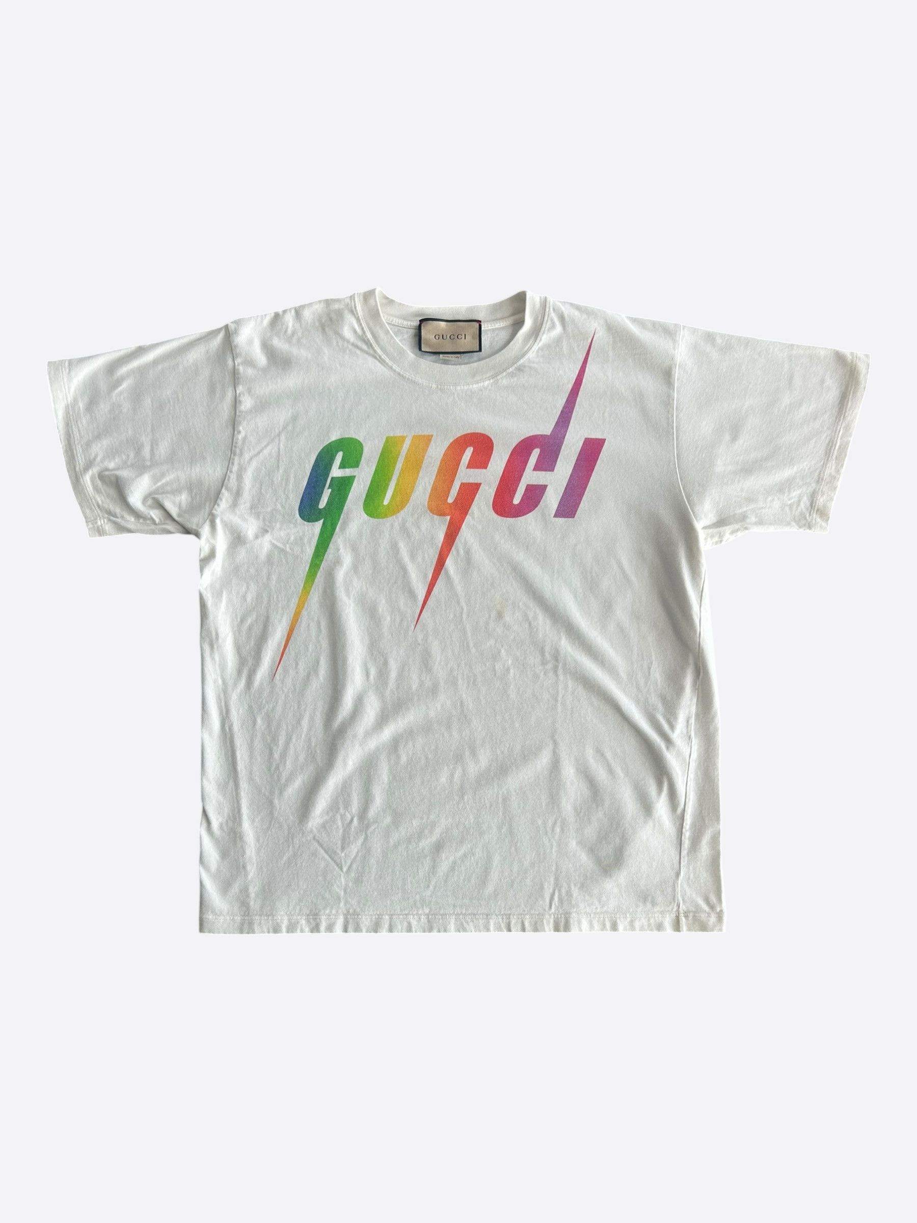Gucci Gucci White & Multicolor Blade Logo T-Shirt Size US M / EU 48-50 / 2 - 1 Thumbnail