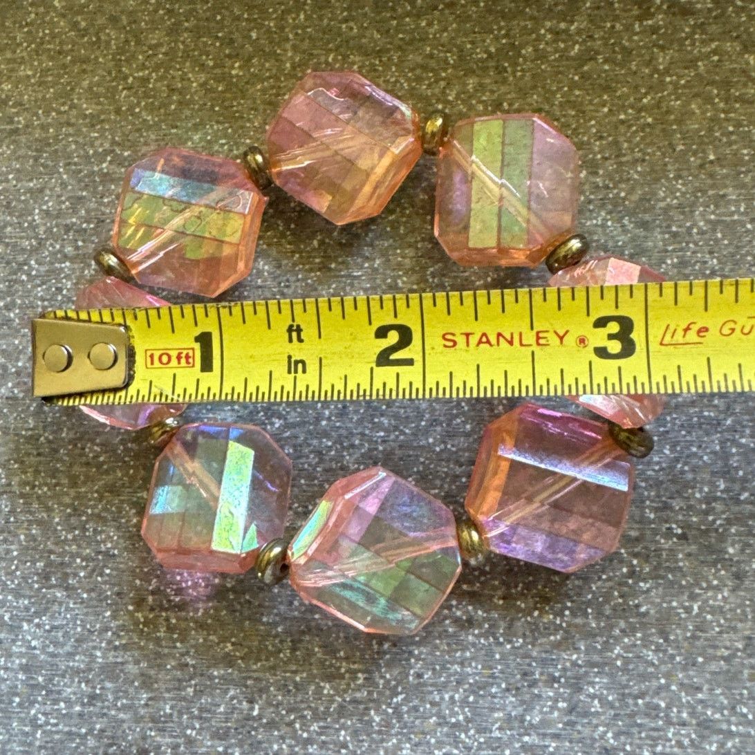 Other Clear Pink Faceted Beads Stretchy Bracelet Size ONE SIZE - 3 Thumbnail