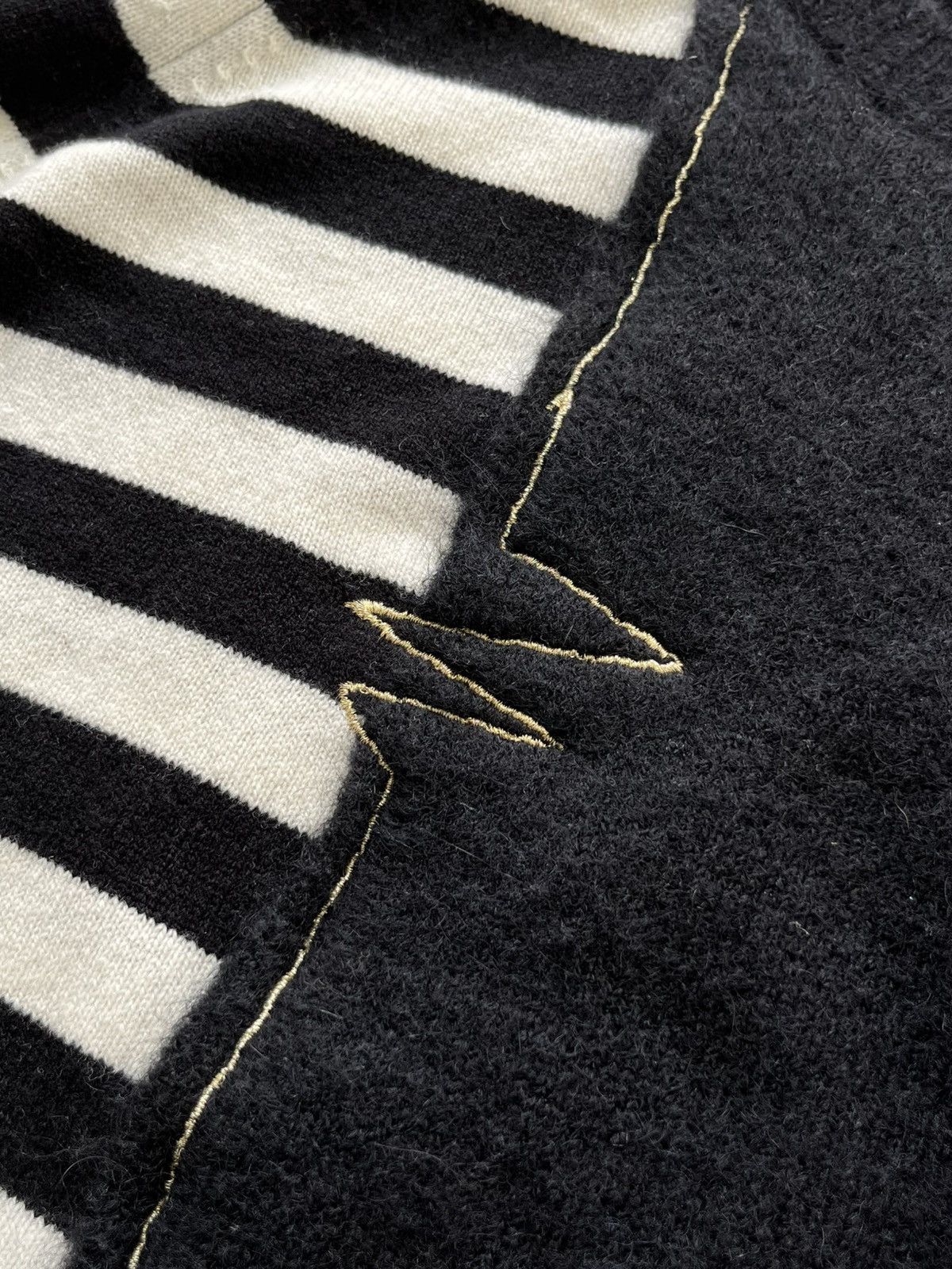 Haider Ackermann Haider Ackermann AW17 layered striped blend knit sweater Size US L / EU 52-54 / 3 - 8 Thumbnail