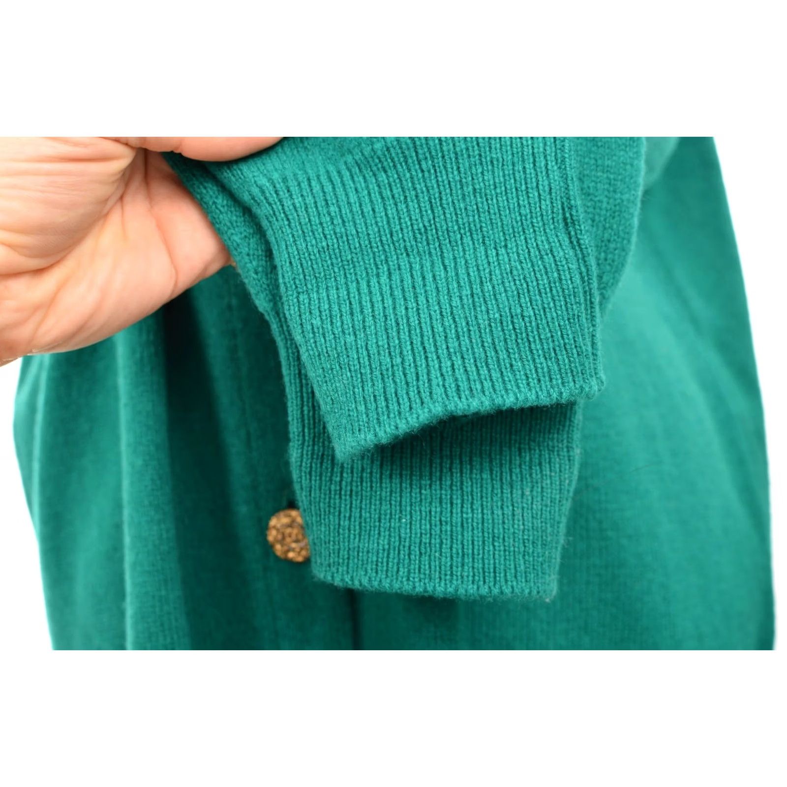 Johnstons Of Elgin DDP Johnstons of Elgin Womens Green Cardigan Sweater XL Size 42" / 107 cm 20.87" Chest 65 cm Back Length Cardigan Womens Green Knit Sweater Size XL / US 12-14 / IT 48-50 - 3 Thumbnail