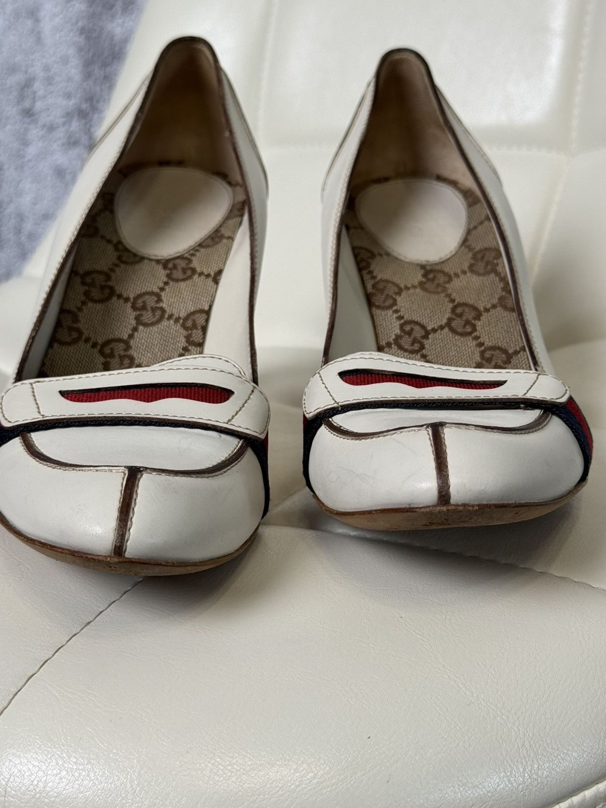 Gucci Gucci Leather Lifford Penny Loafer Pumps Web Stripe Heels Size US 9.5 / IT 39.5 - 15 Thumbnail