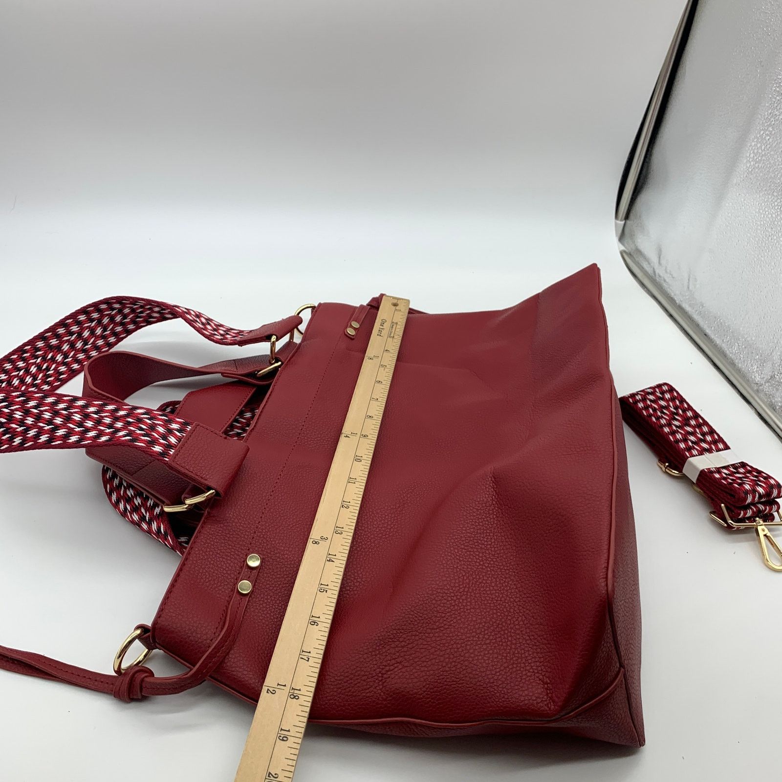 Other AHDORNED Red Purse North/South Double Handle Tote Size ONE SIZE - 5 Thumbnail