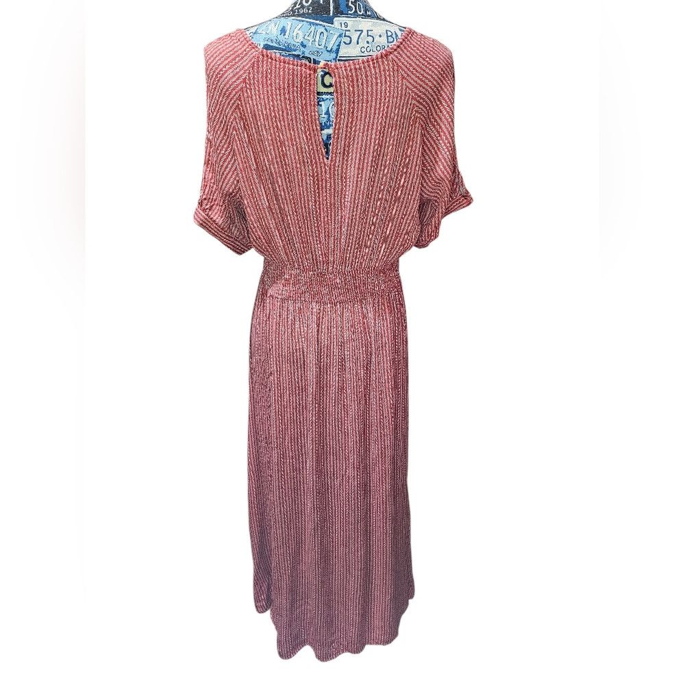Other Hayden LA Rust Red Cream Striped Boho Short Sleeve Maxi Dre Size L / US 10 / IT 46 - 2 Thumbnail