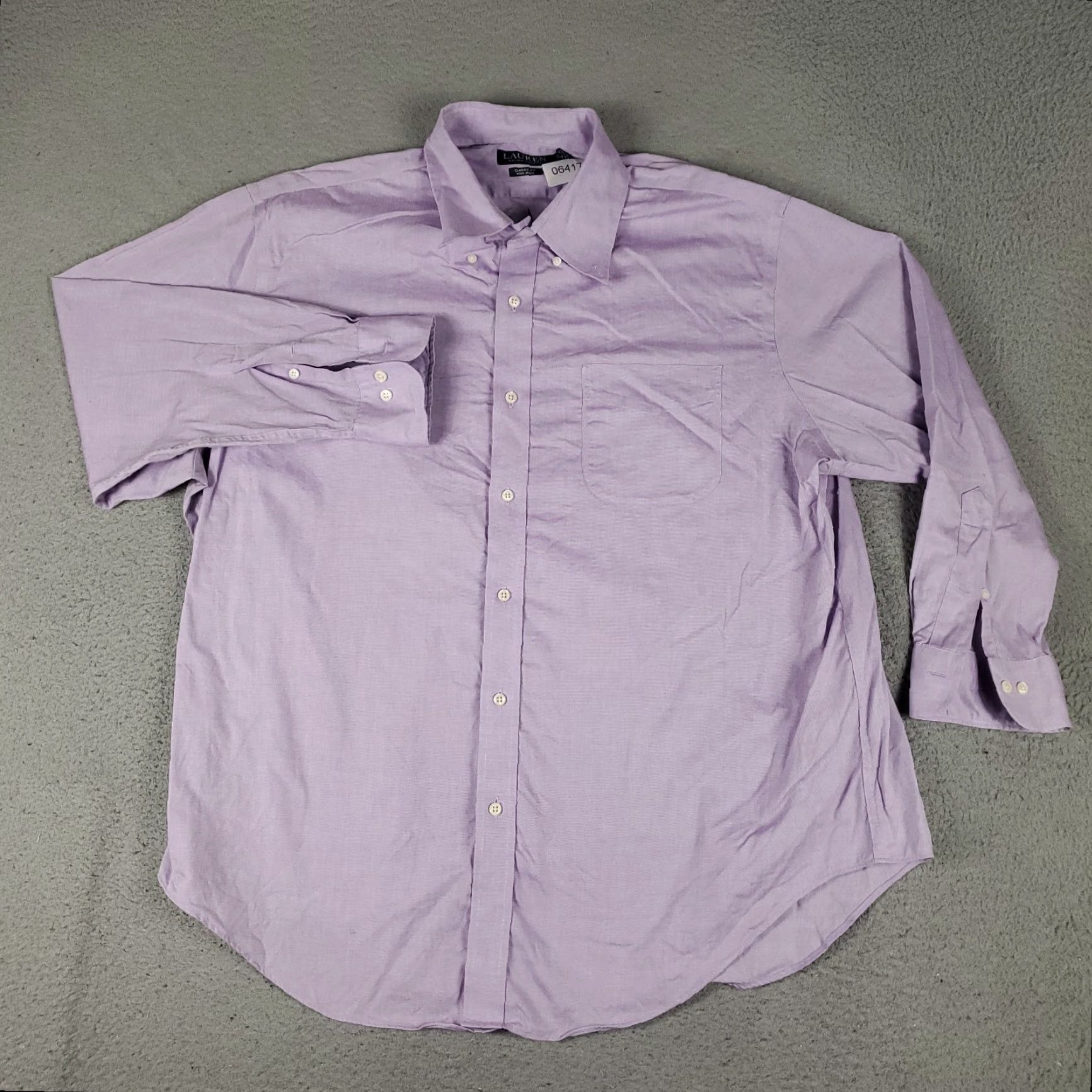 Ralph Lauren RALPH LAUREN Dress Shirt Mens Size 17.5 Blue Long Sleeve Button-Down Solid Classic Modern Size 46R - 2 Thumbnail