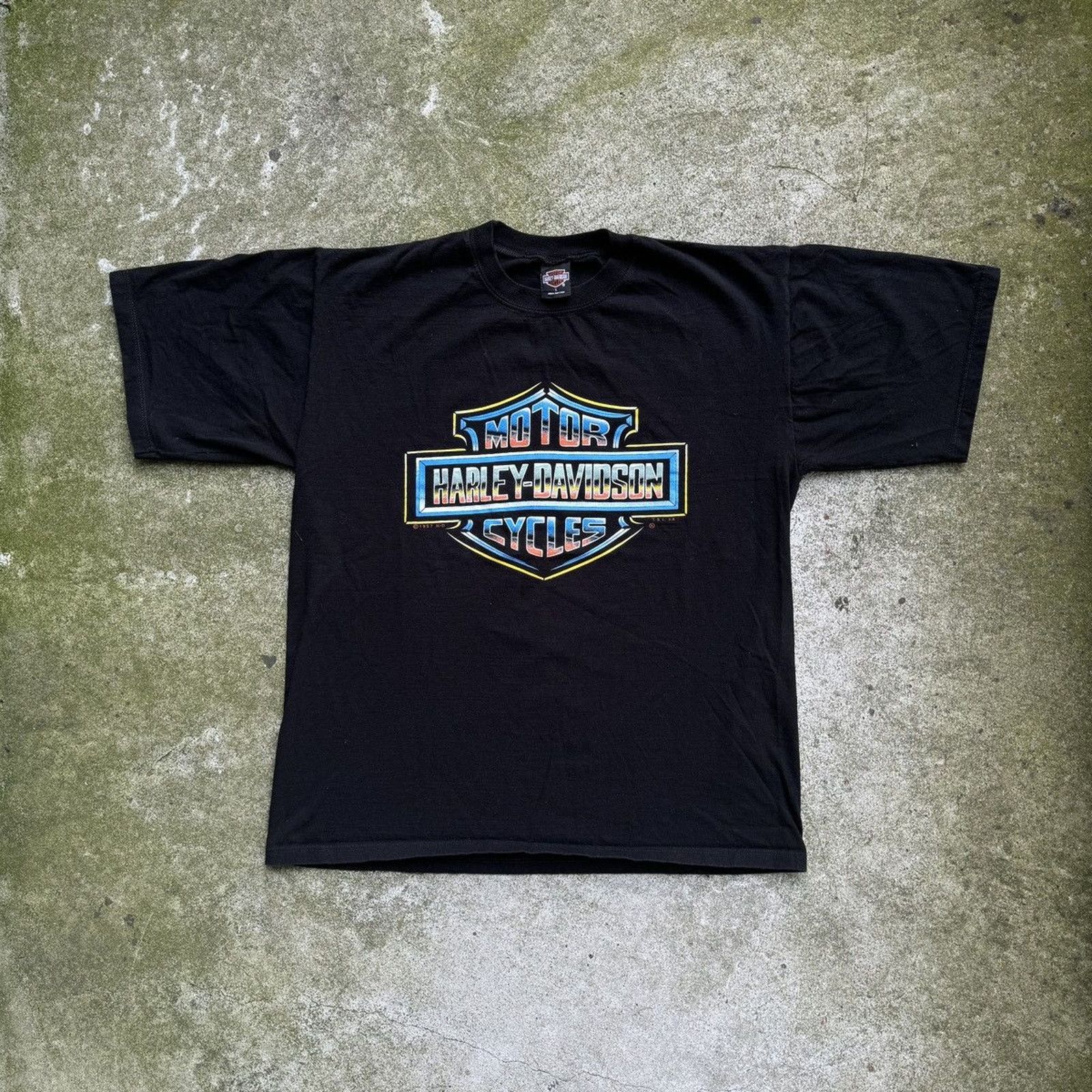 Harley Davidson Harley Oversized Chrome Big Logo Shirt ERD Grunge Biker WCC Size US L / EU 52-54 / 3 - 1 Thumbnail