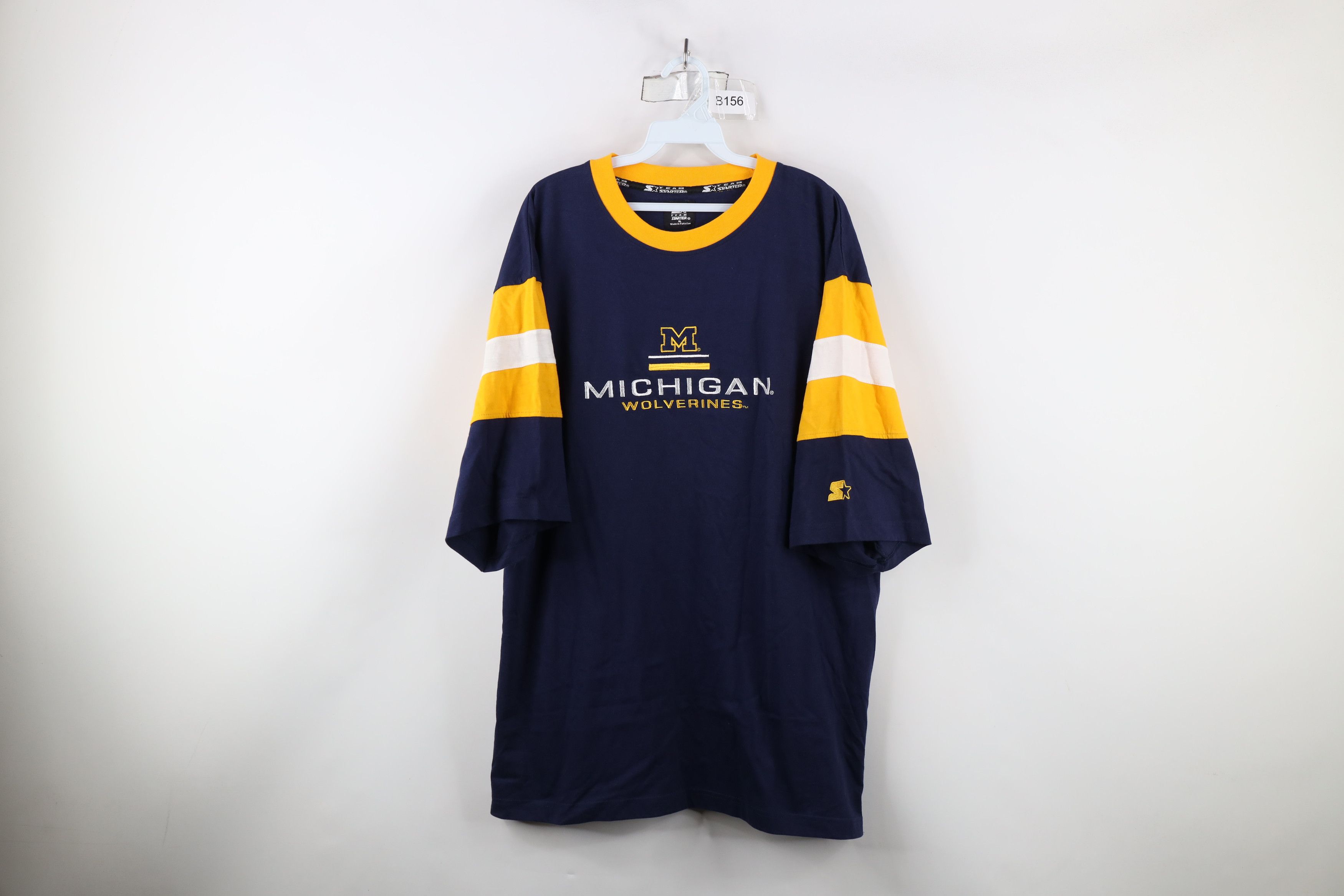Starter × Vintage Vintage 90s Starter University of Michigan T-Shirt Blue Size US XL / EU 56 / 4 - 1 Thumbnail