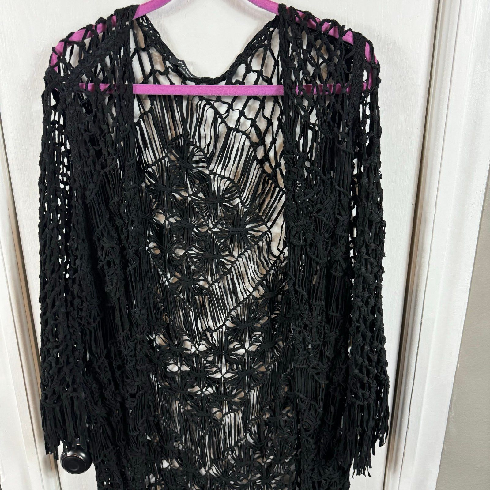 LAMARQUE Lamarque black braided suede jacket with fringe. Coverup Size US S / EU 44-46 / 1 - 2 Thumbnail