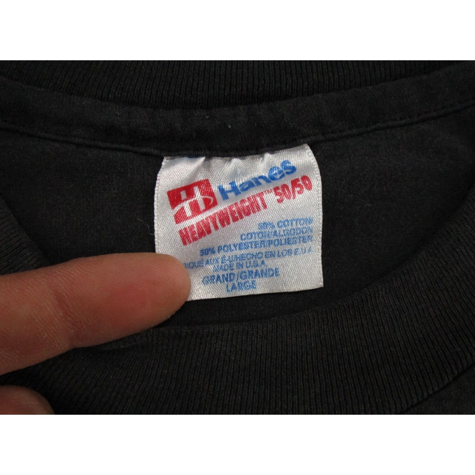 Hanes VINTAGE 90s Hanes Shirt SZ L Black Cotton Crew Neck Short Sleeve Mens 90s Theme River Great Northern Railroad Read Single Stitch Size US L / EU 52-54 / 3 - 3 Thumbnail