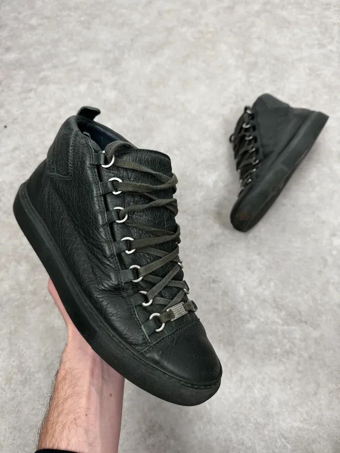 Balenciaga Balenciaga Arena Dark Green High Leather Sneakers Size US 8.5 / EU 41-42 - 1 Thumbnail