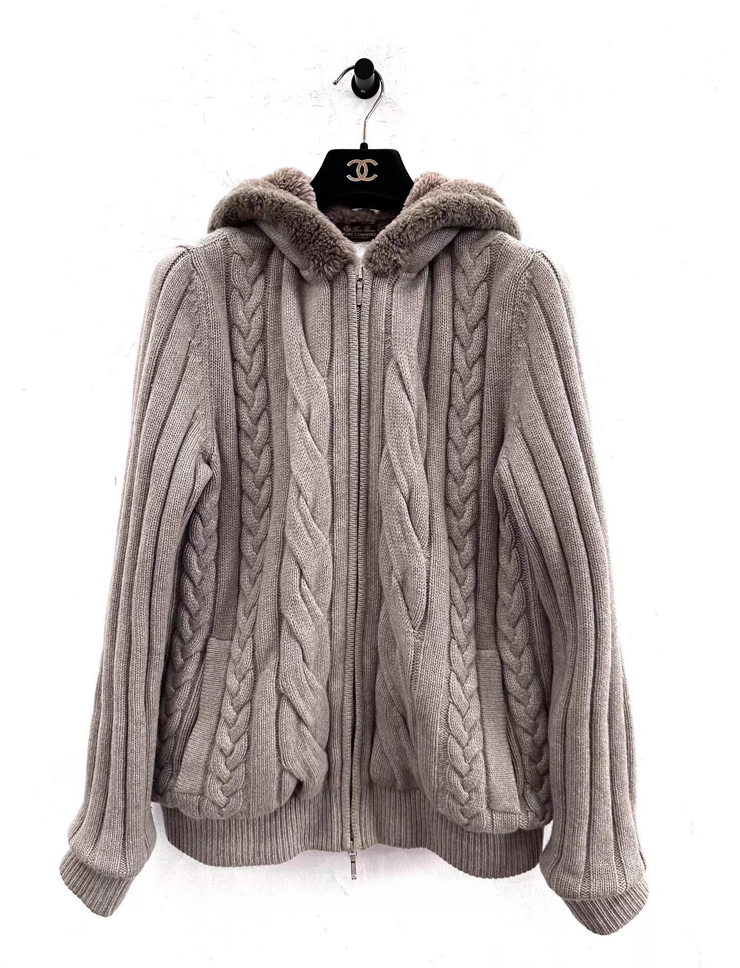 Loro Piana Loro Piana Men Gray Cashmere Mink Collar Zip Knit Jacket Size US M / EU 48-50 / 2 - 1 Thumbnail