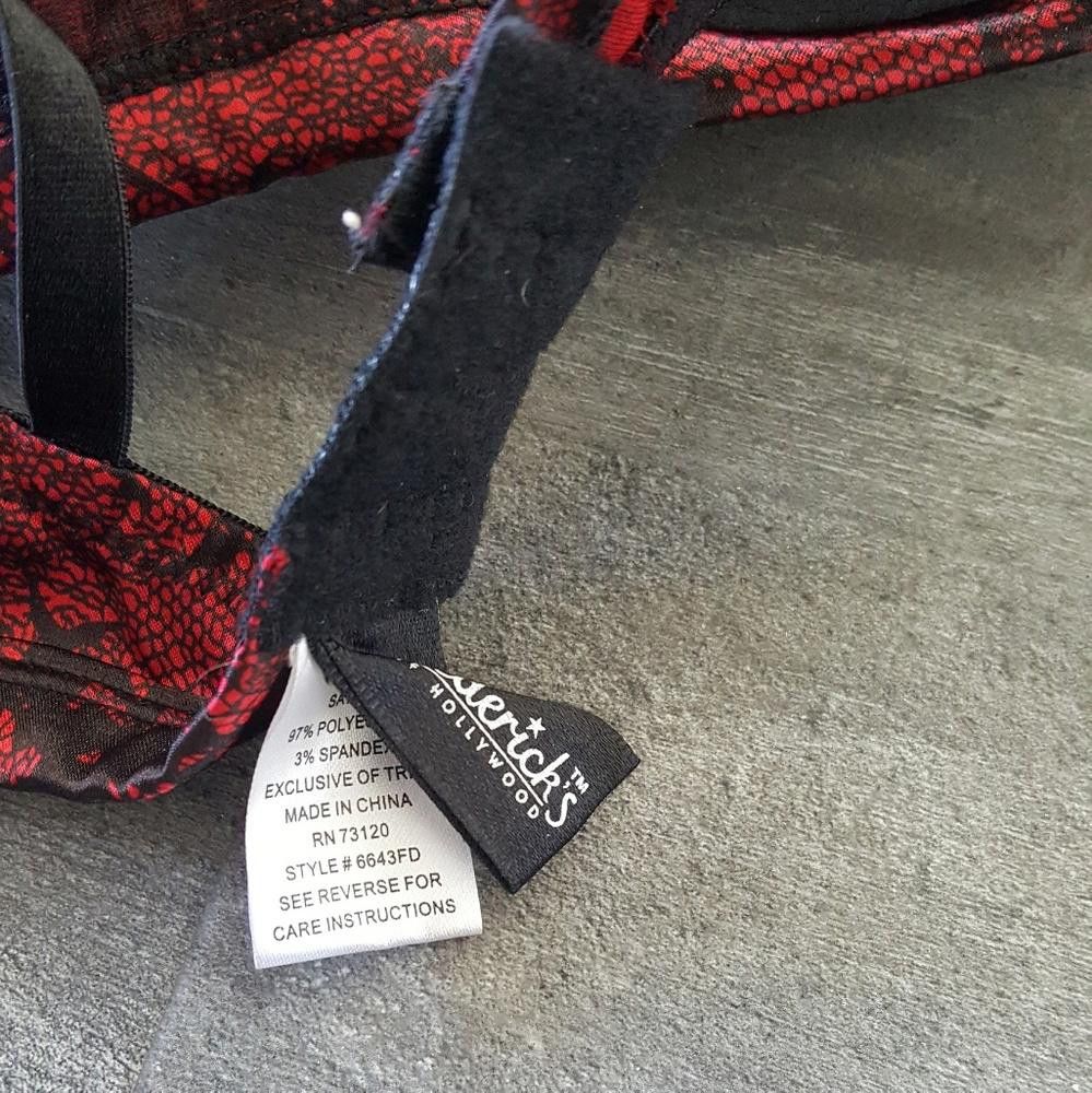 Designer Red Black Fredericks Seduction Satin Bra Size ONE SIZE - 3 Thumbnail