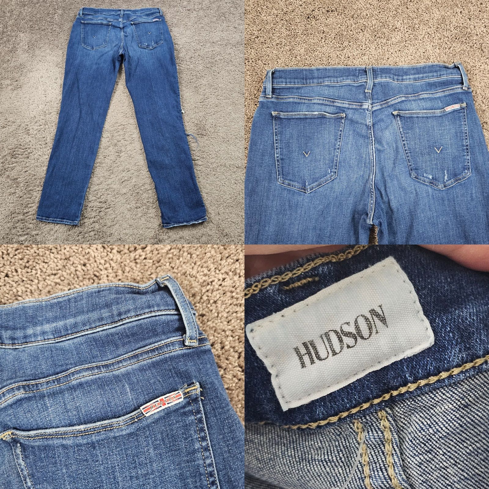 Hudson HUDSON Jeans Men's 38 Skinny Distressed Dark Wash Denim Ace Laurence Blue Size US 35 - 8 Thumbnail
