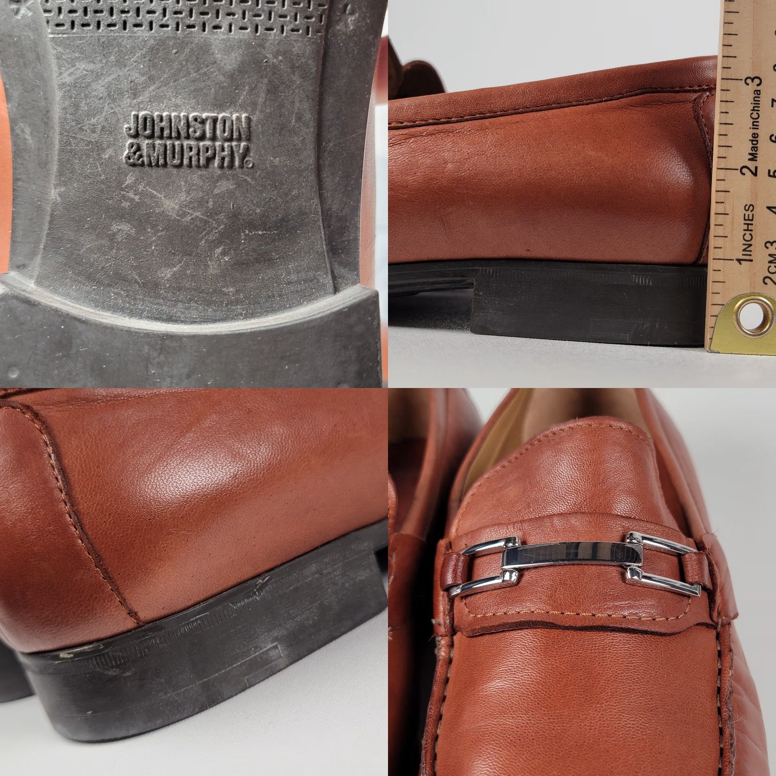 Johnston & Murphy Johnston & Murphy Brown Men's Leather Slip On Driving Loafers Penny Style 9.5 M Dress Shoes Size US 9 / EU 42 - 8 Thumbnail