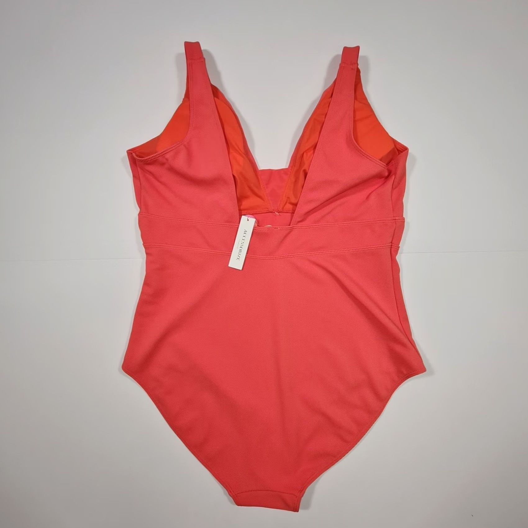 Vintage Accessorize Womens One Piece Swim Pink 24 UK V Neck Wide Straps Stretch Polyester Elastane Logo Beach Modern Womens US/UK 24 Size ONE SIZE - 3 Thumbnail