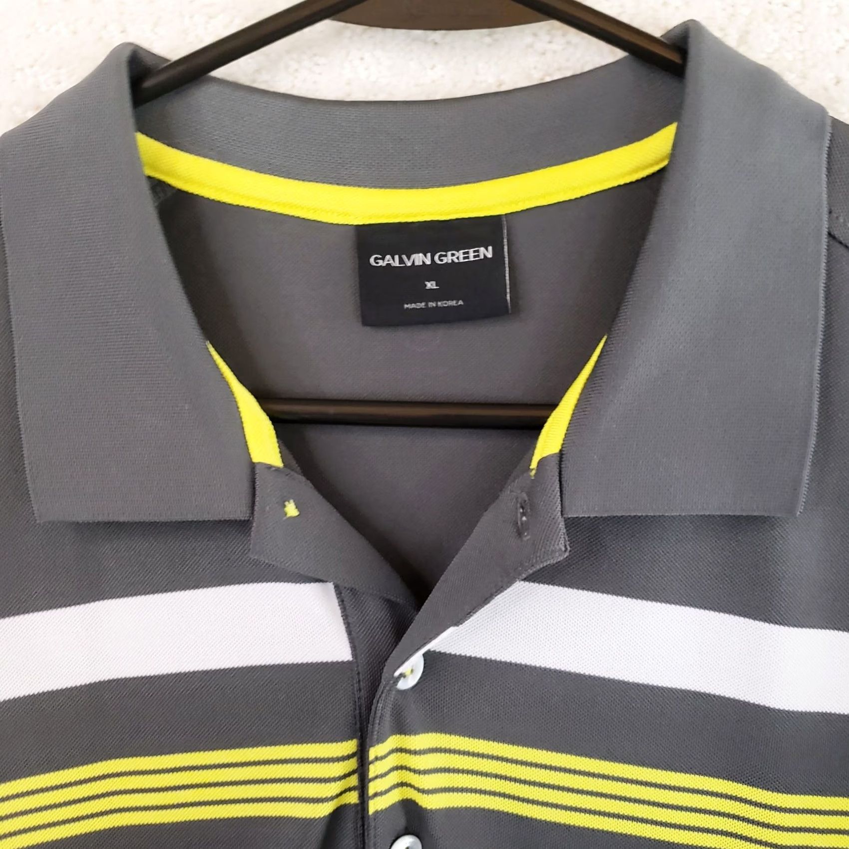 Galvin Green Galvin Green Ventil Golf Polo Men's XL Gray White Green Striped Stretch Shirt Size US XL / EU 56 / 4 - 4 Thumbnail