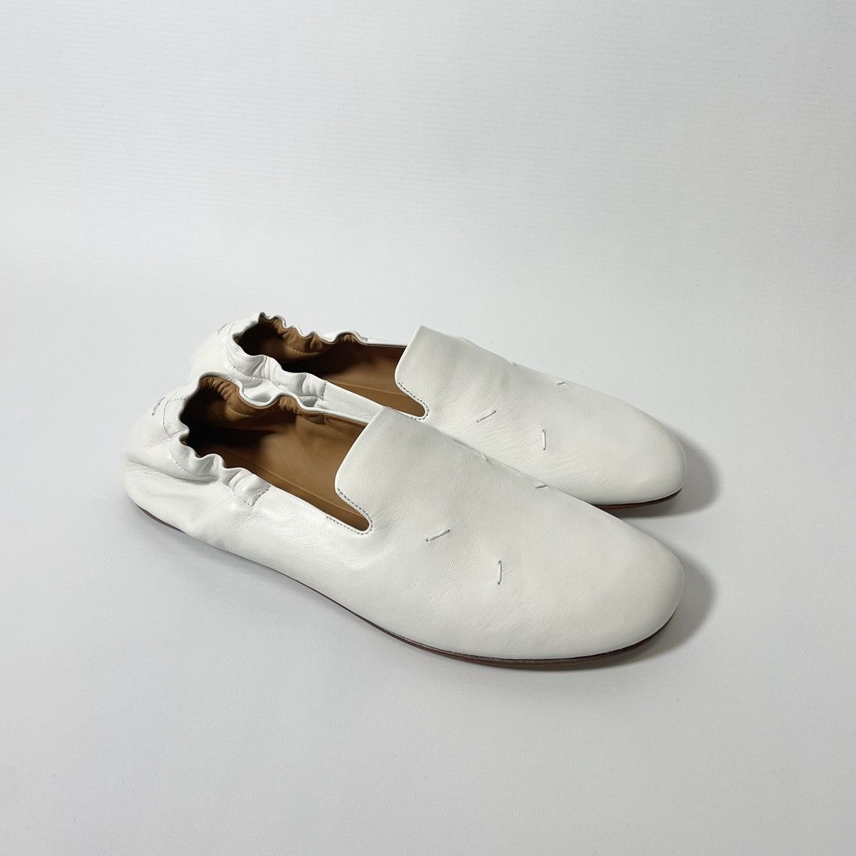 Maison Margiela S/S 21 White Leather Ballet Pump Loafers Size US 10 / IT 40 - 3 Thumbnail